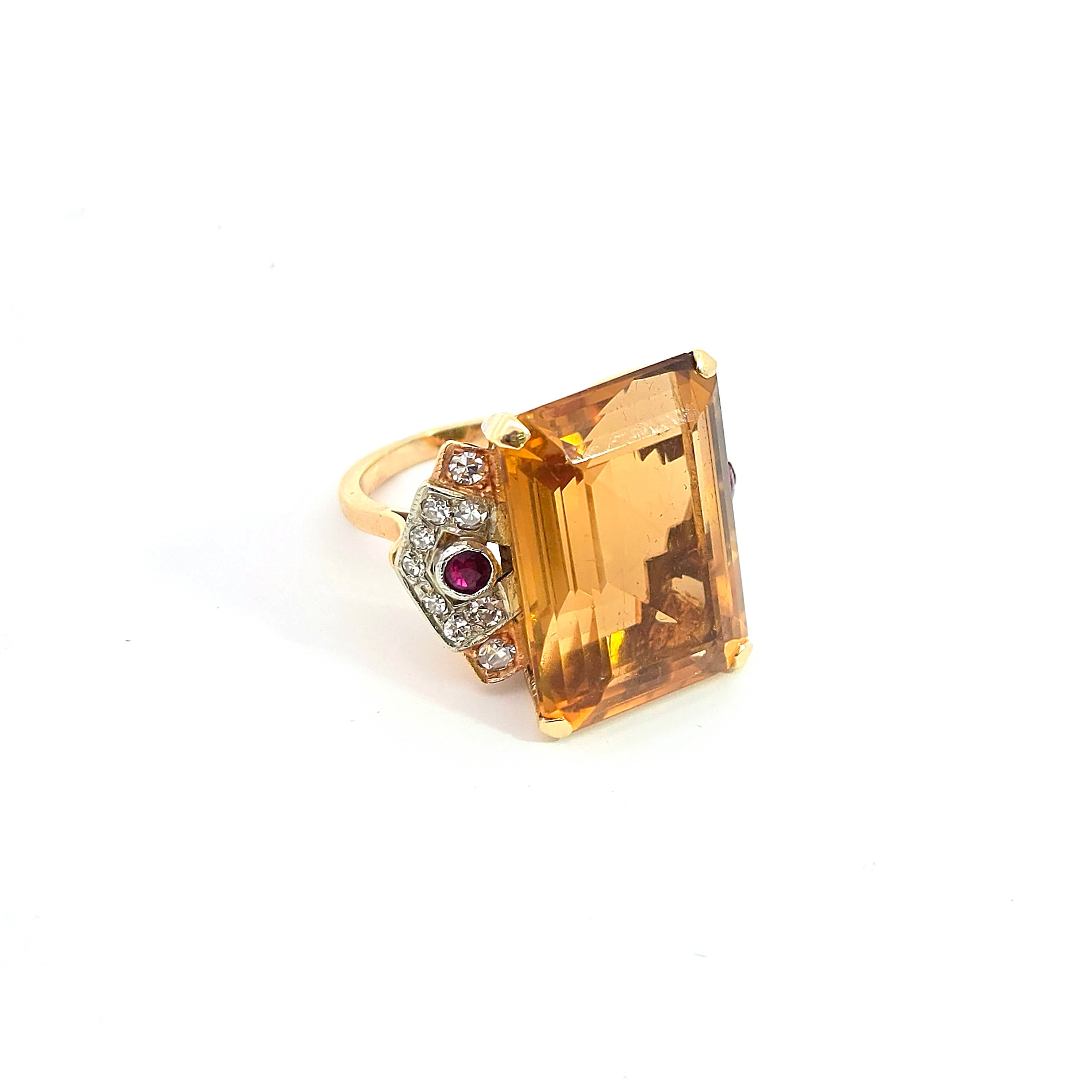Yellow Gold  Ring With Citrine Stones