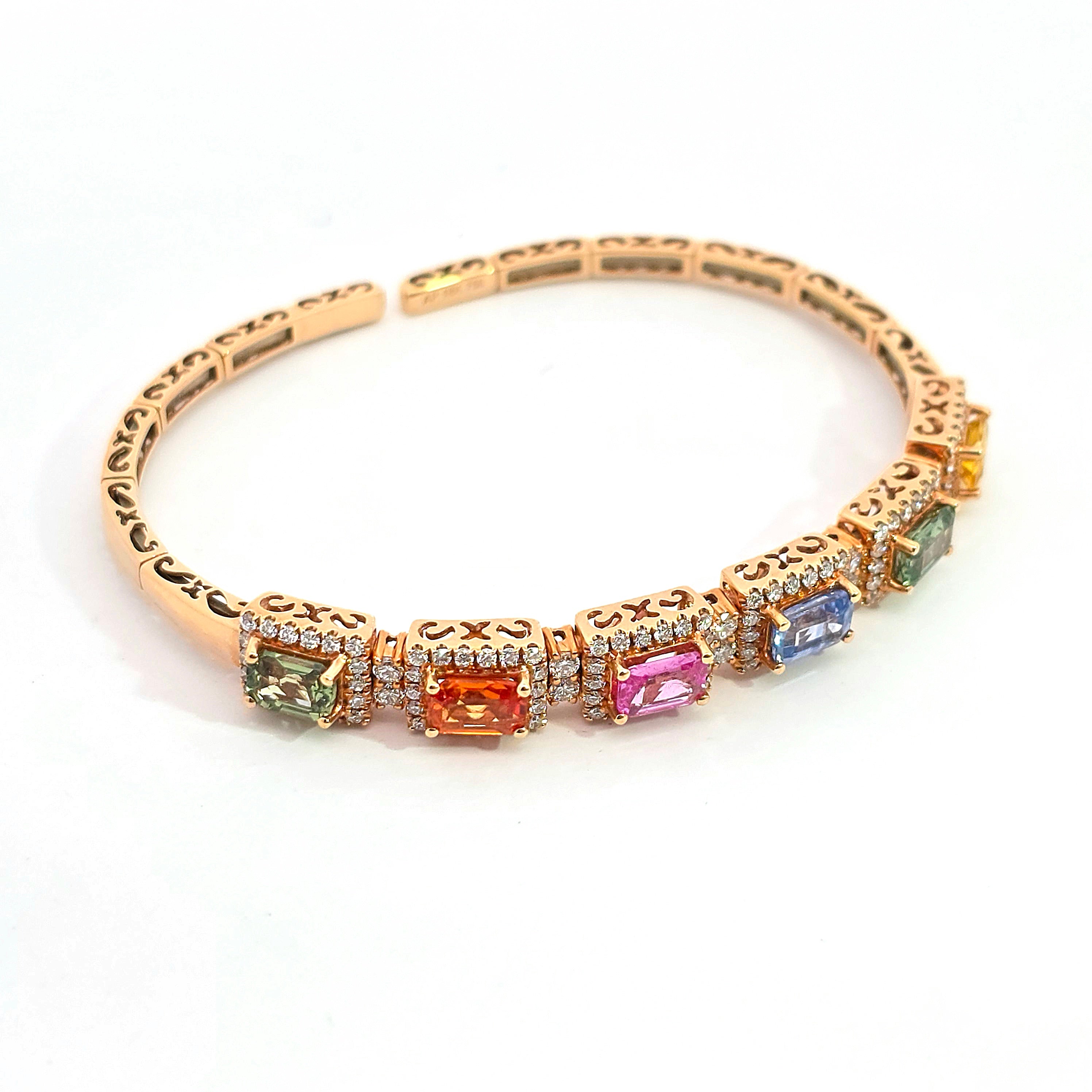 Yellow Gold Hoop Earrings With Diamond, Sapphire Stones