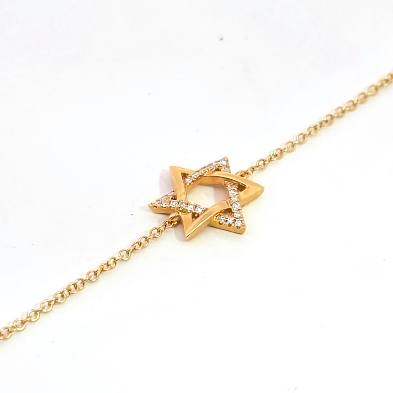 Yellow Gold Chain Initial Bracelet With Diamond Stones