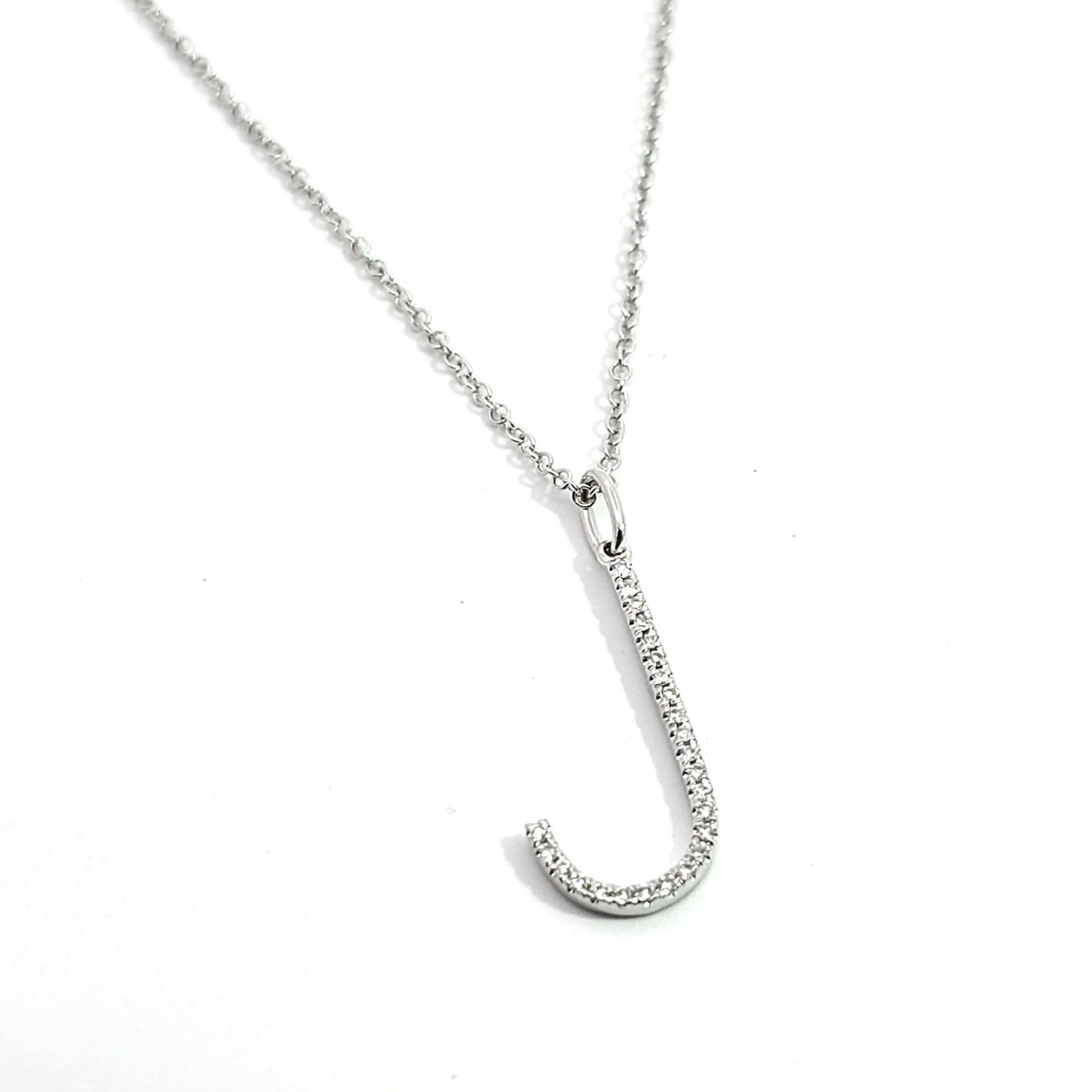 White Gold Pendant Initial Necklace With Diamond Stones