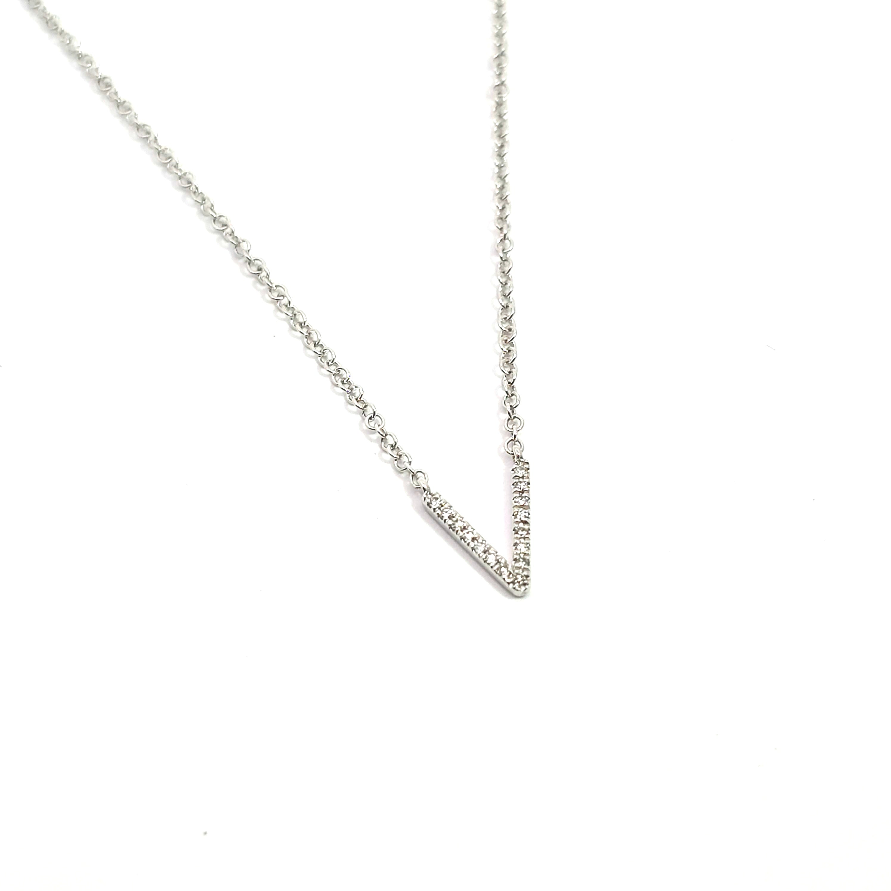 White Gold Pendant Initial Necklace With Diamond Stones