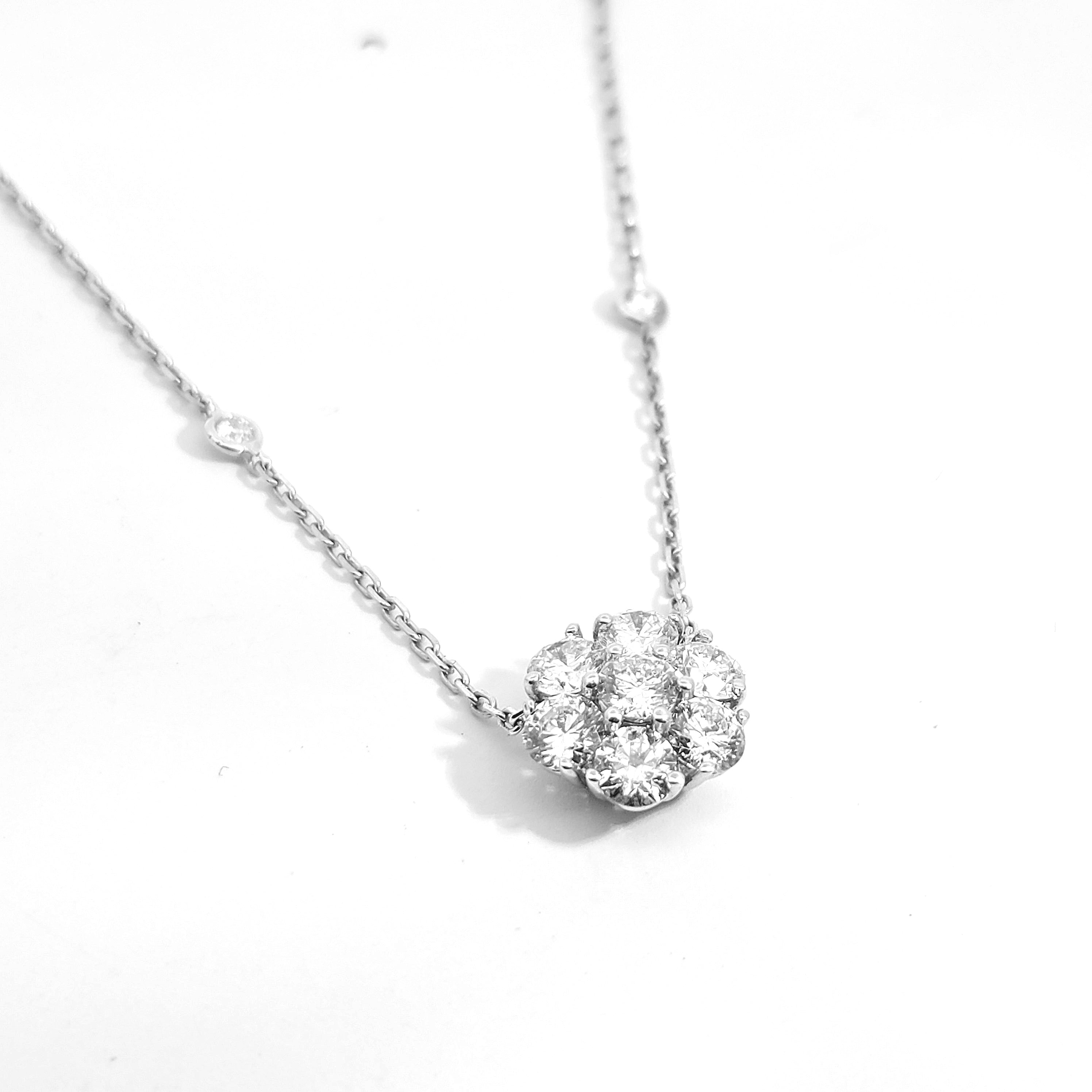 White Gold Pendant Necklace With Diamond Stones