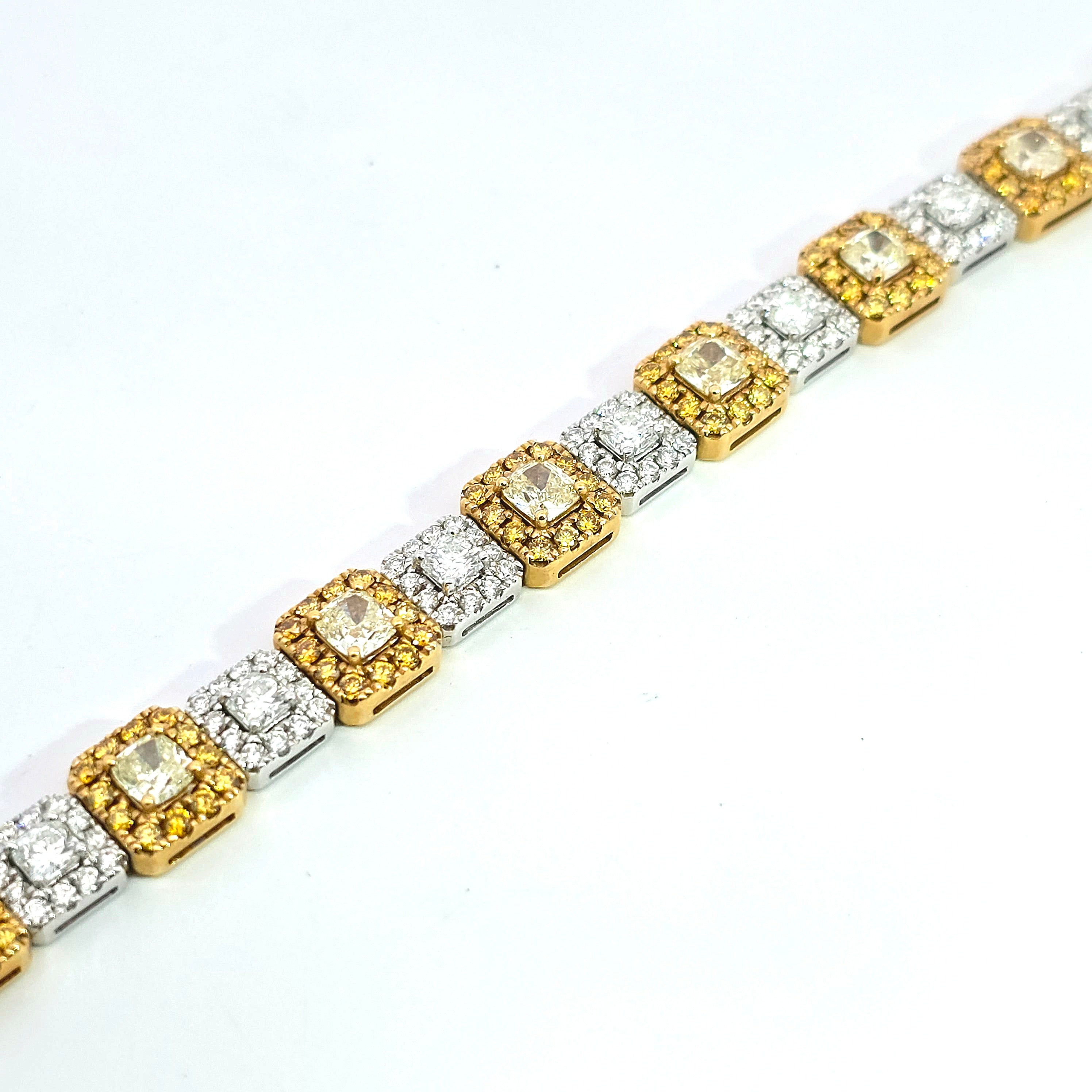 White Gold, Yellow Gold Gemstone Bracelet With Diamond Stones