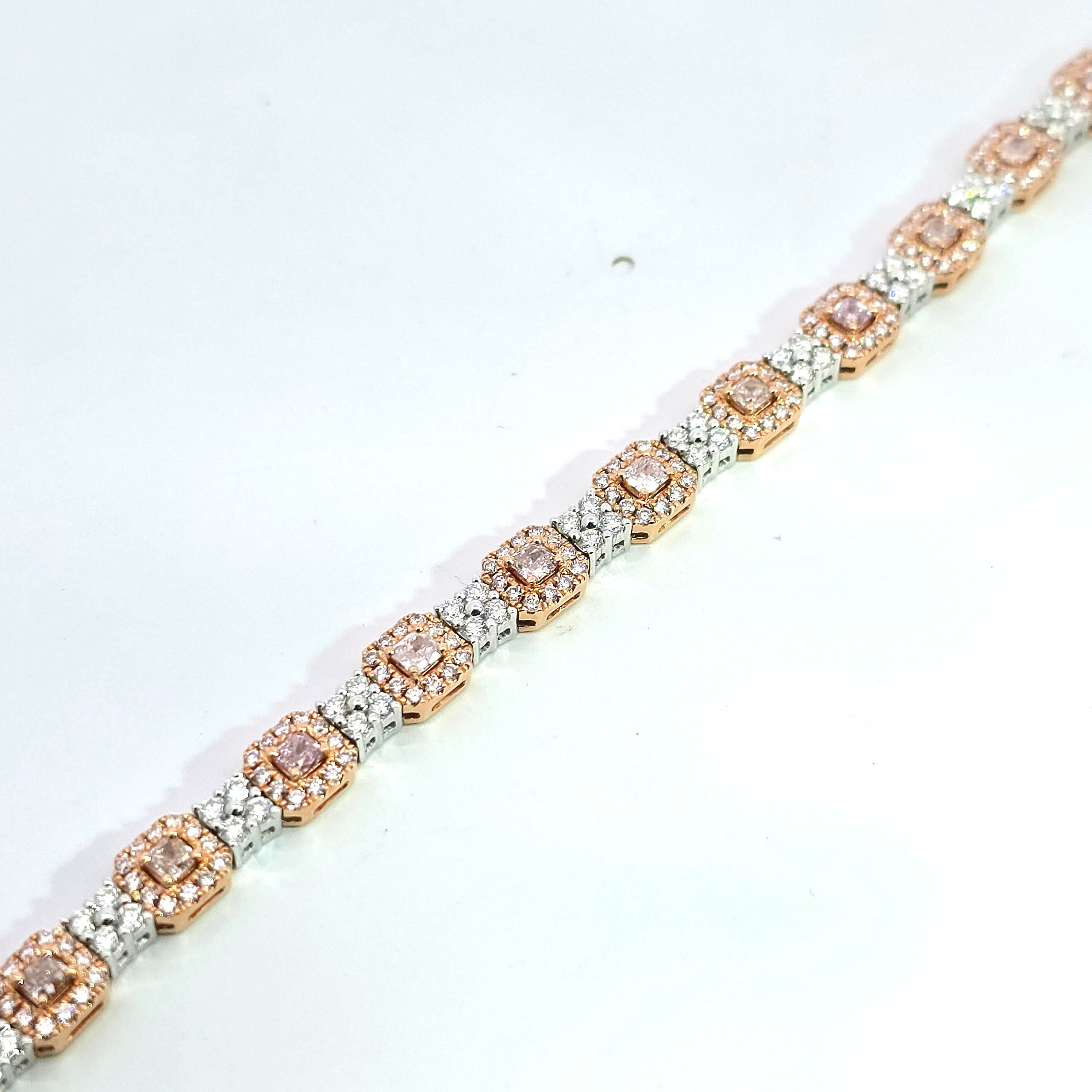 White Gold, Rose Gold Gemstone Bracelet With Diamond Stones