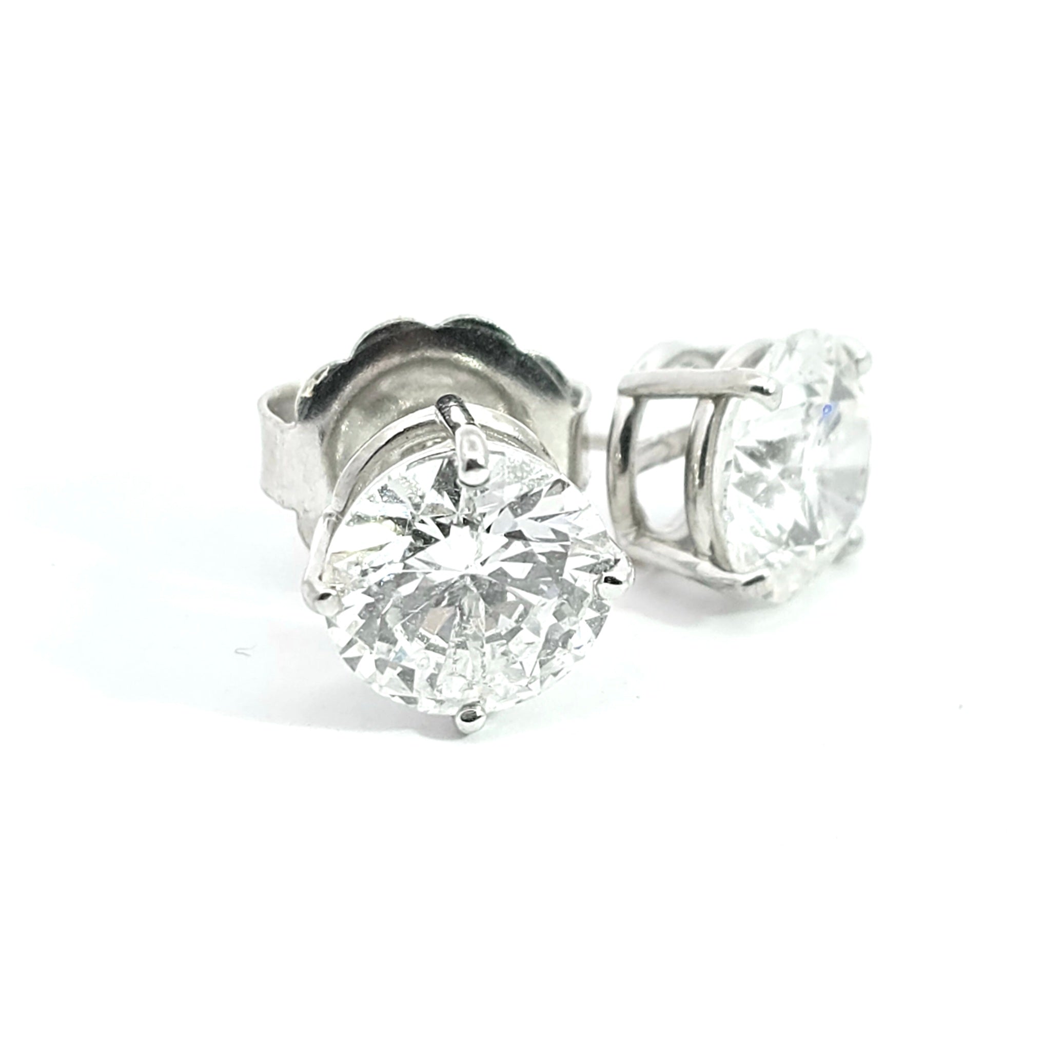 White Gold Stud Earrings With Diamond Stones