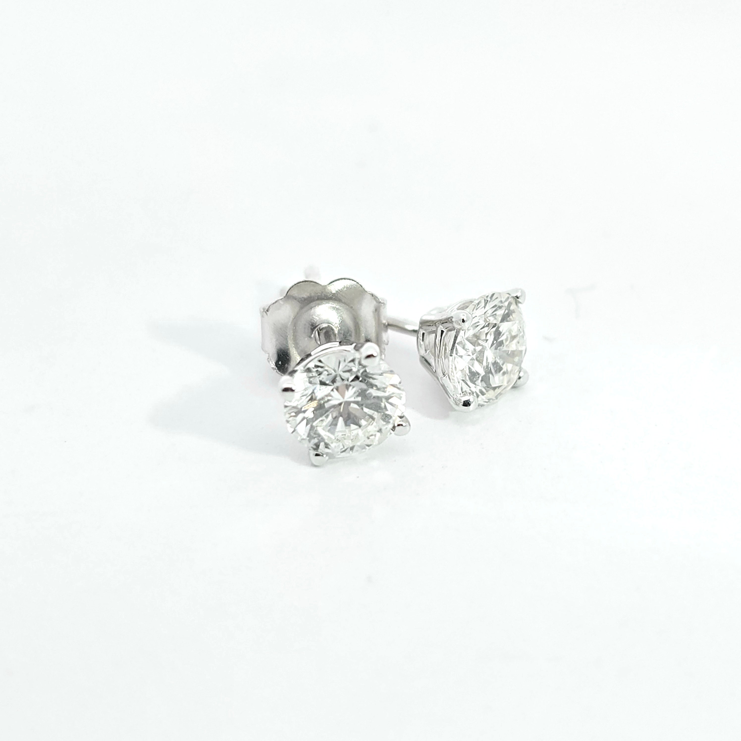 White Gold Stud Earrings With Diamond Stones