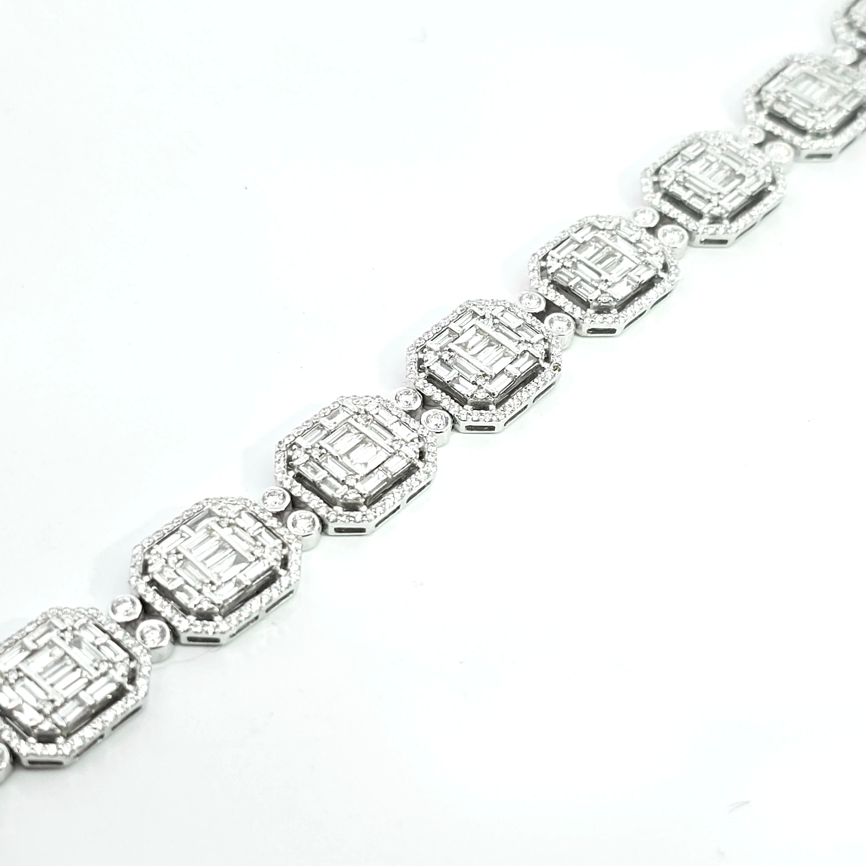 White Gold Gemstone Bracelet With Diamond Stones