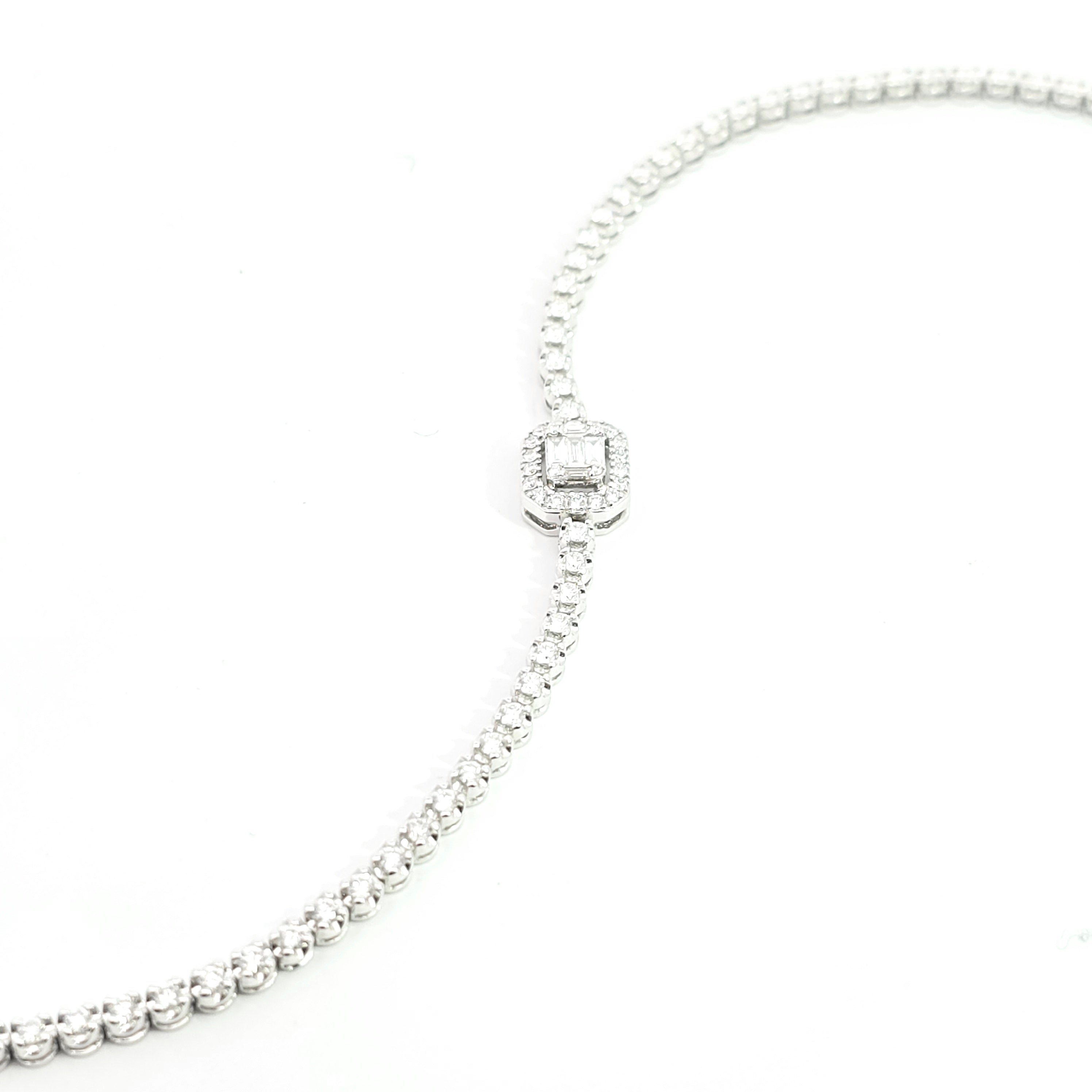 White Gold Gemstone Tennis Bracelet With Diamond Stones