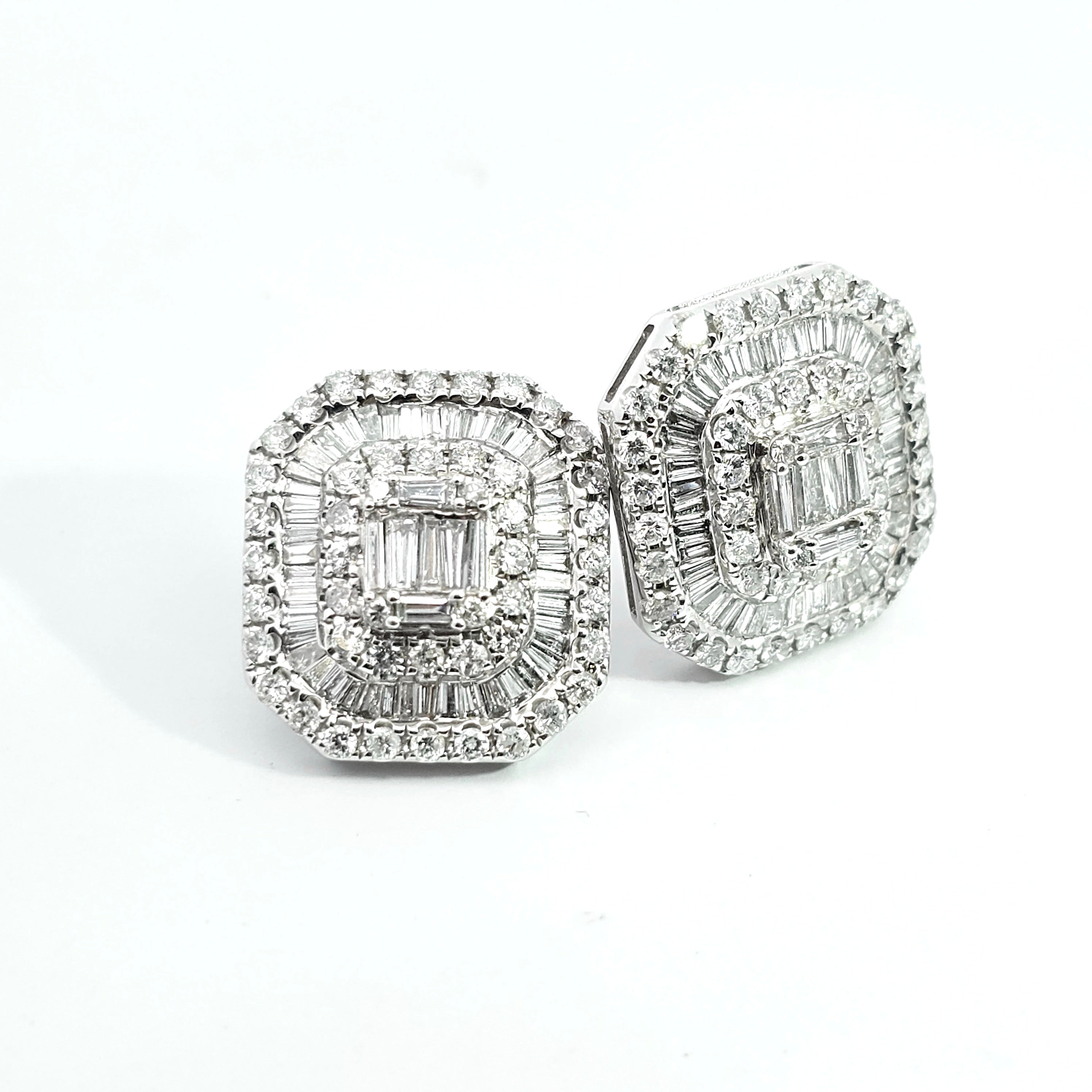 White Gold Stud Earrings With Diamond Stones