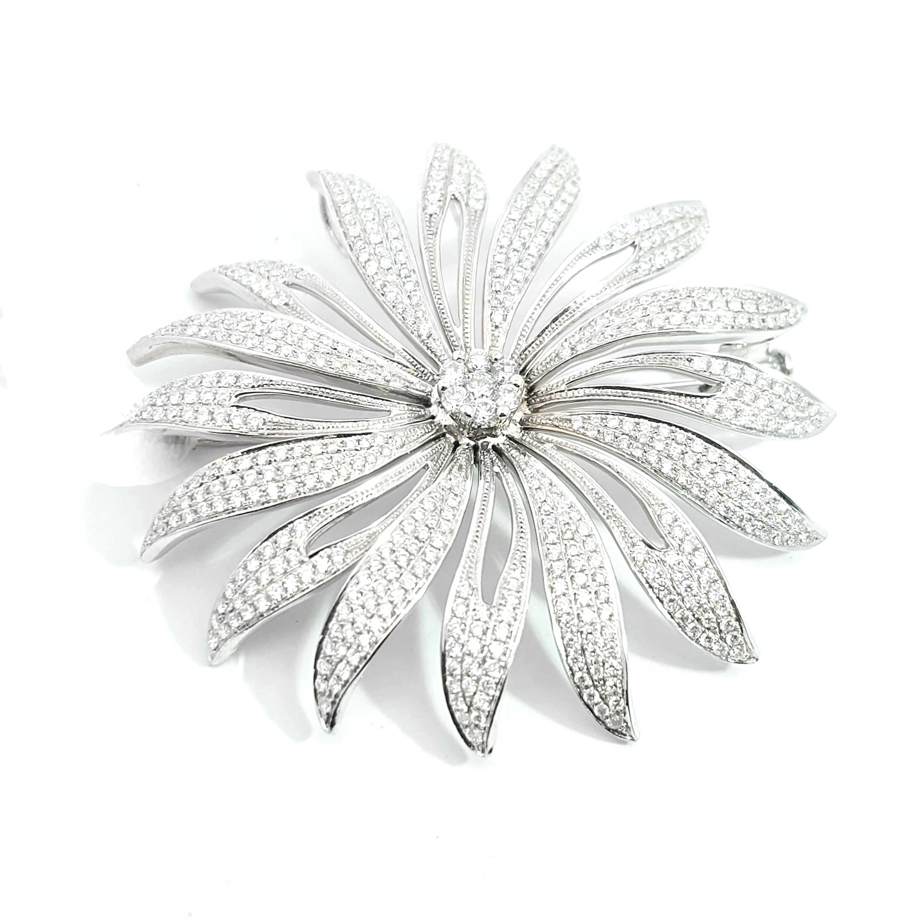 White Gold  Brooch With Diamond Stones