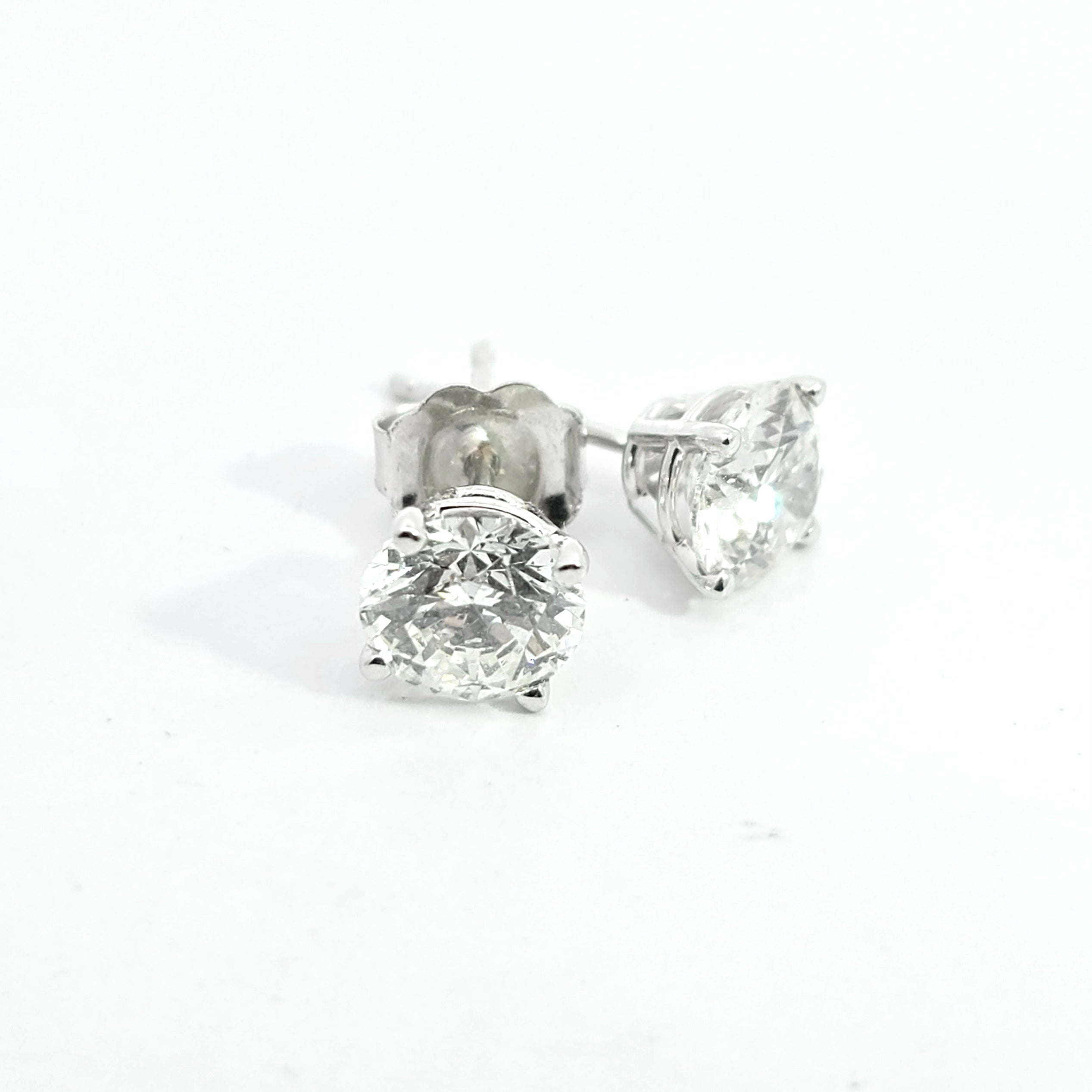 White Gold Stud Earrings With Diamond Stones