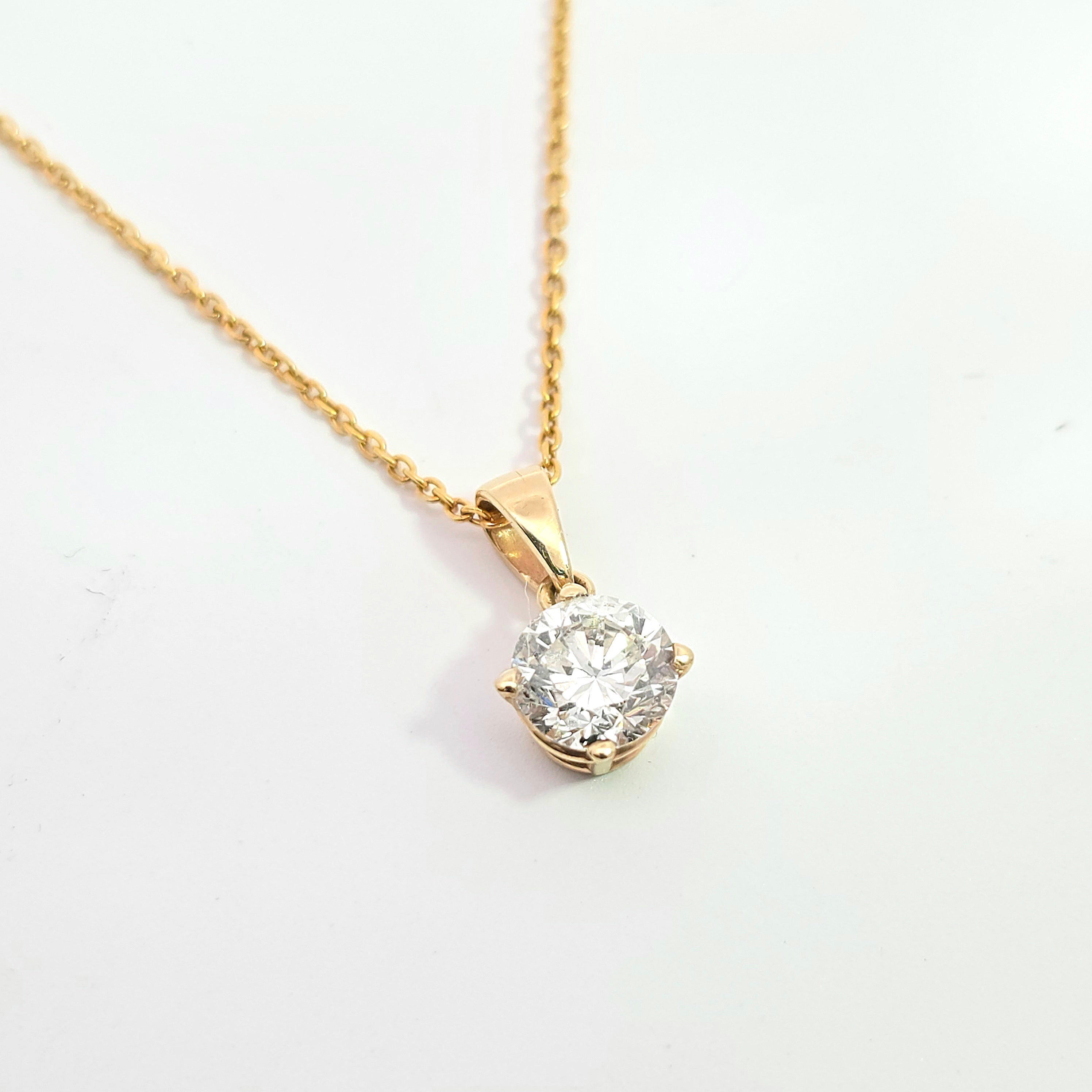 Yellow Gold Pendant Necklace With Diamond Stones