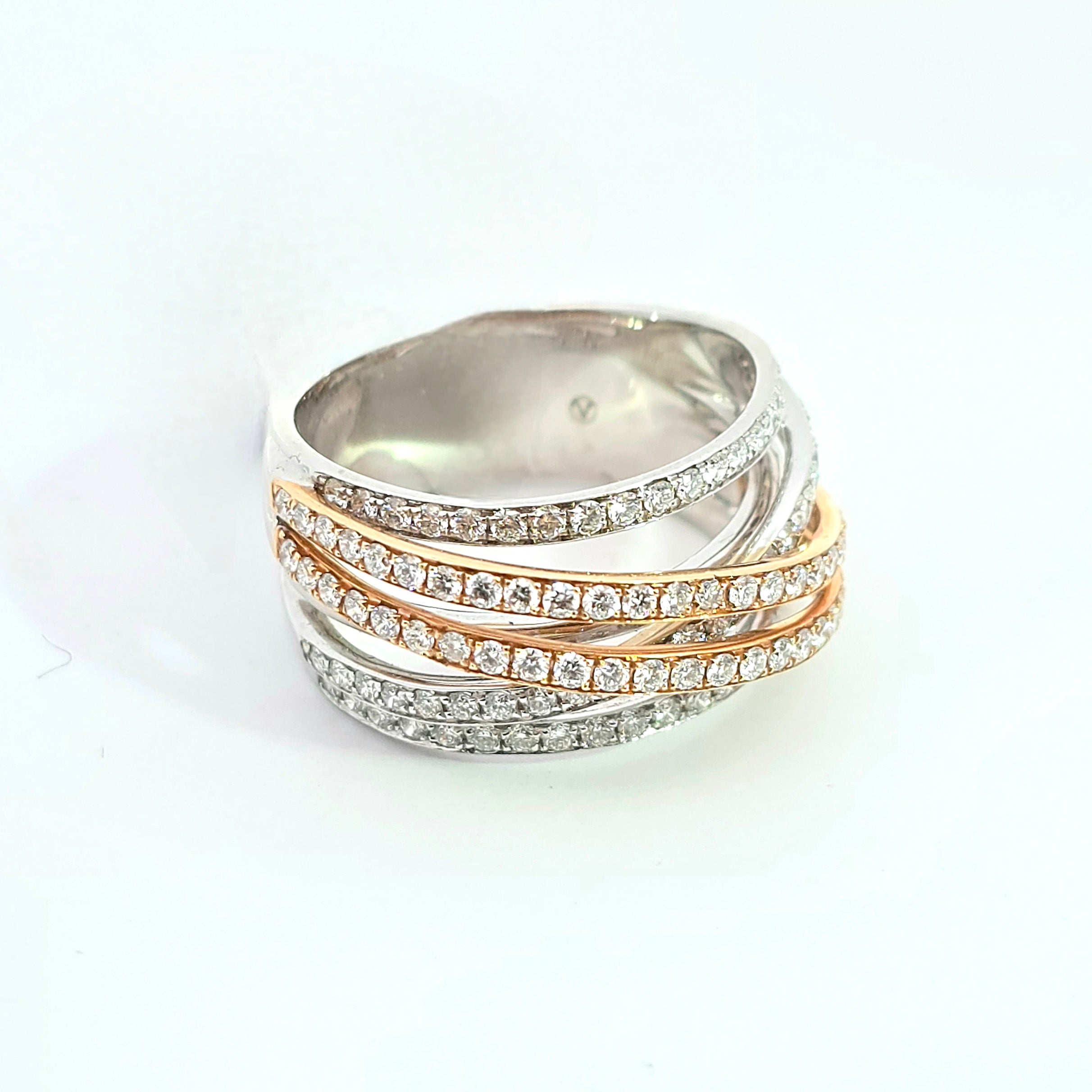 White Gold, Rose Gold  Ring With Diamond Stones