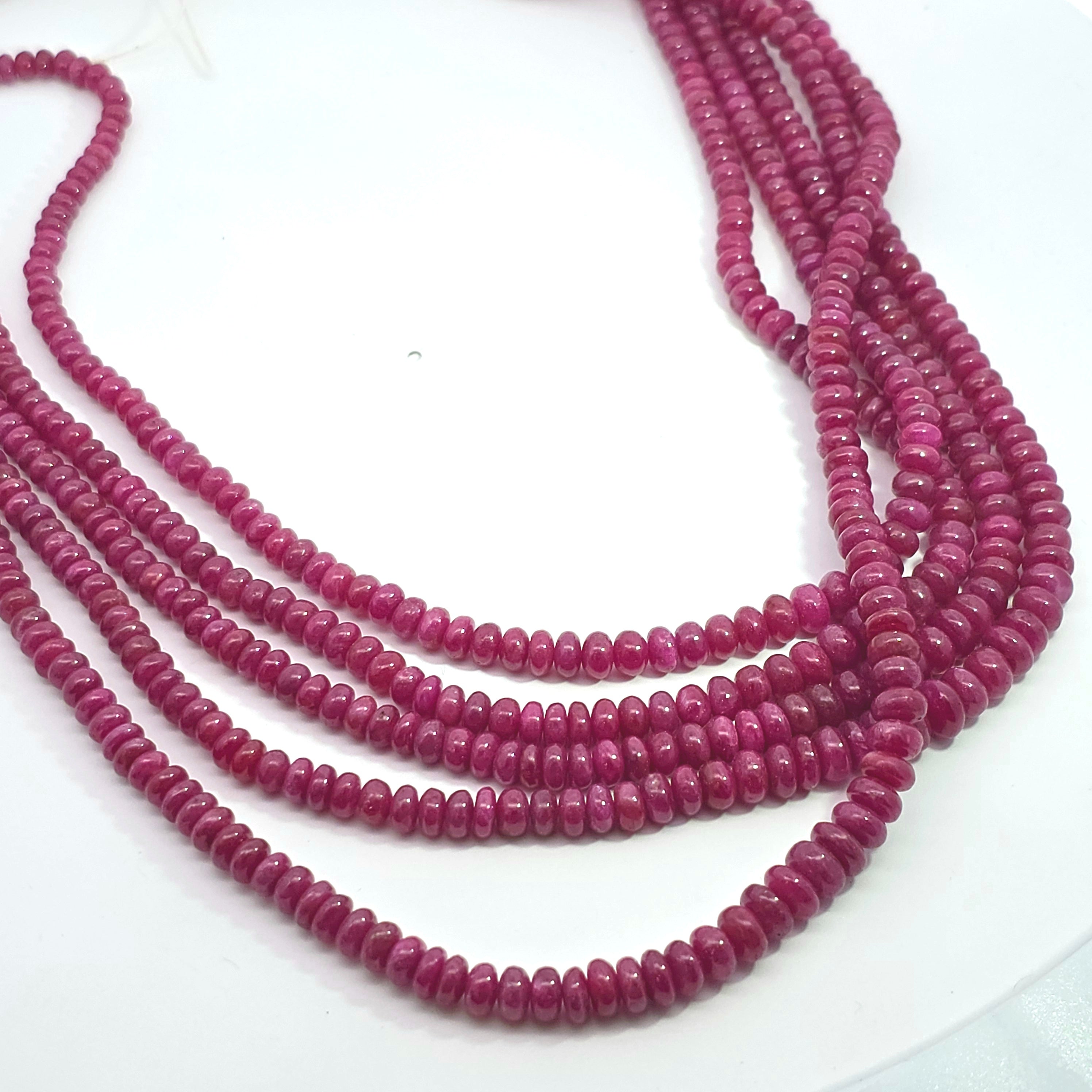 Bead Necklace With Ruby Stones
