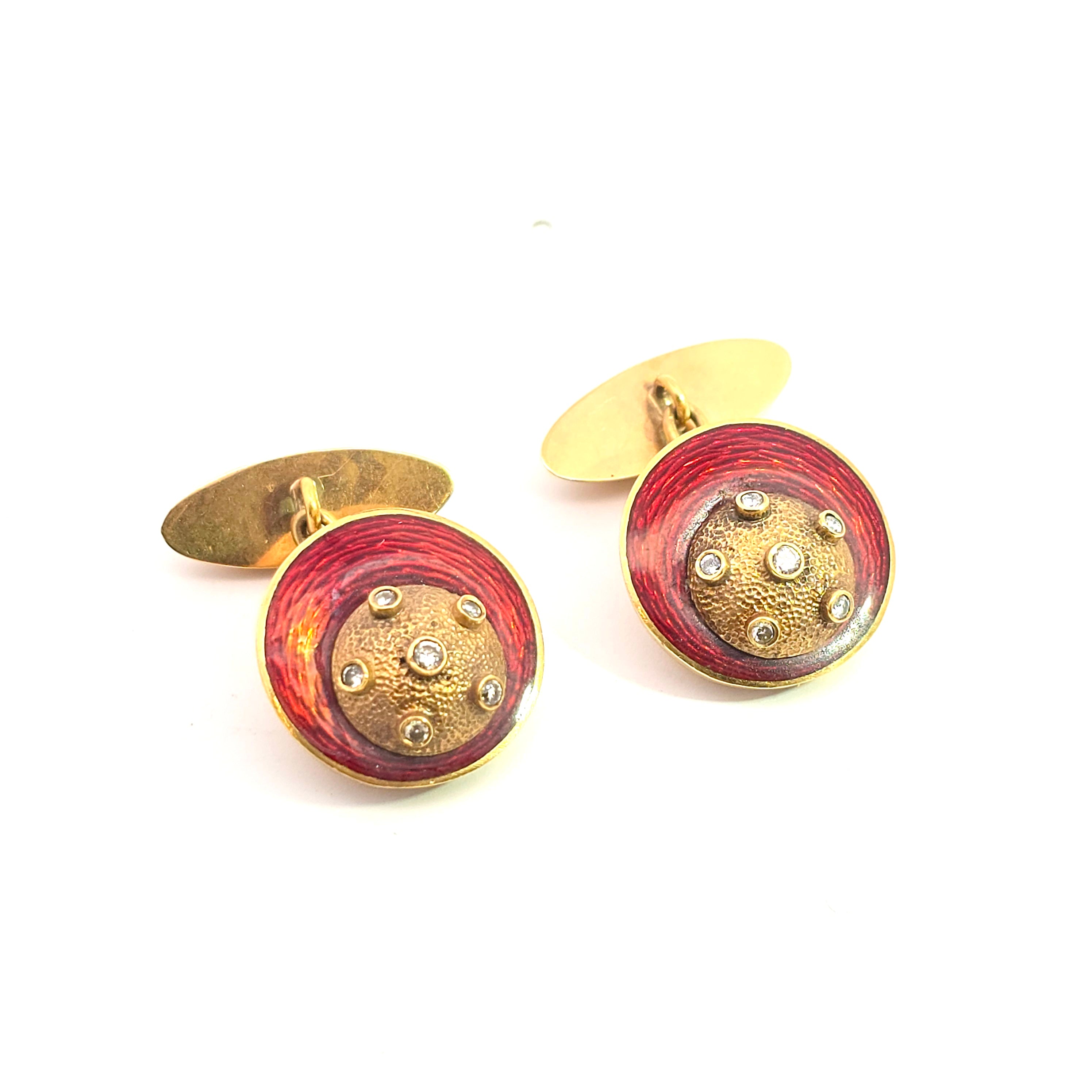 Yellow Gold  Cufflinks With  Stones