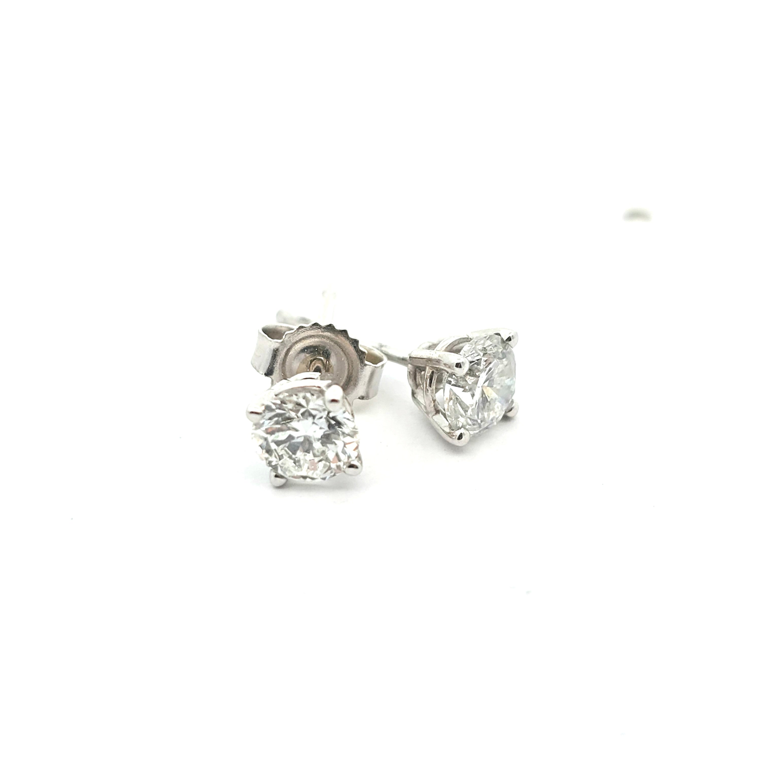 White Gold Stud Earrings With Diamond Stones