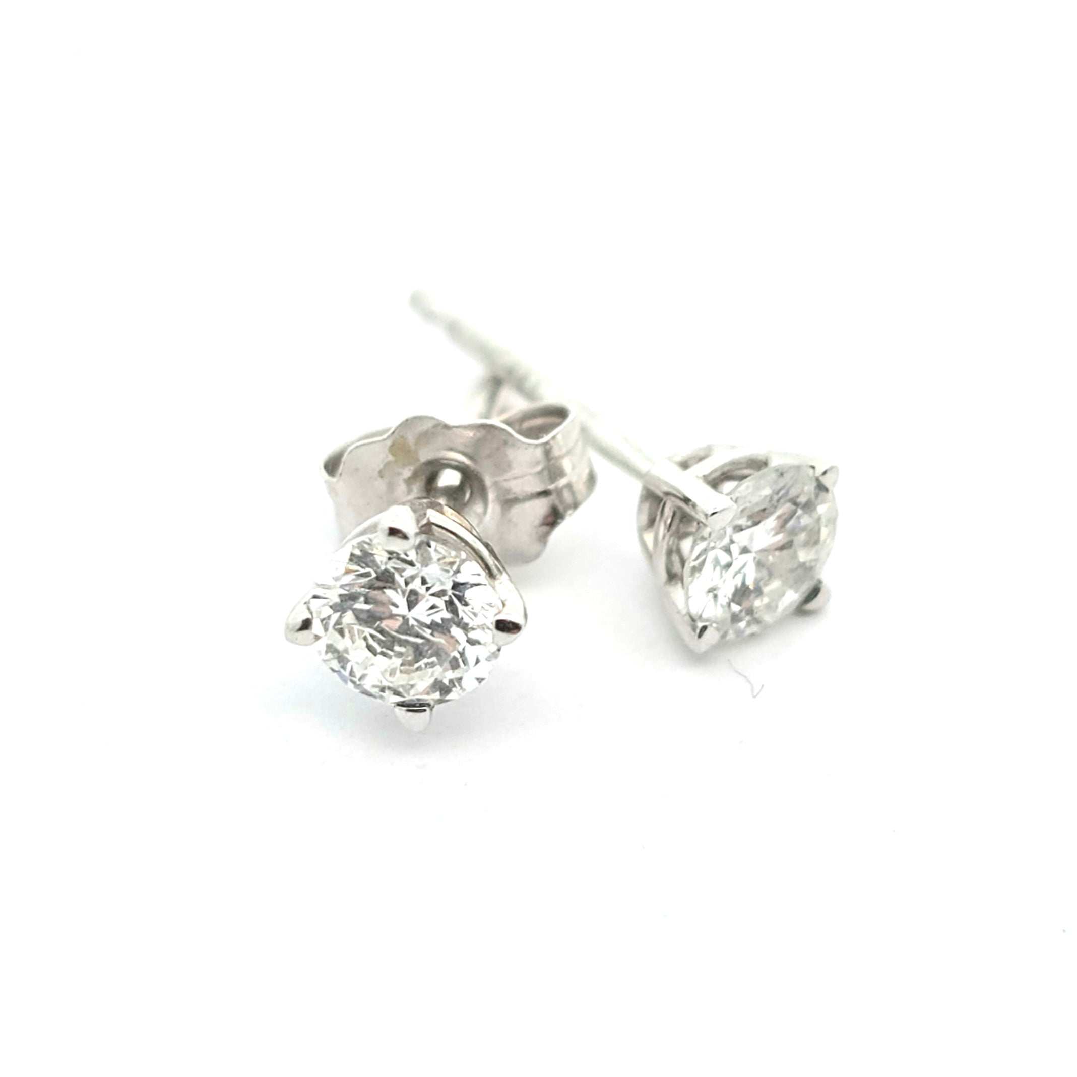 White Gold Stud Earrings With Diamond Stones