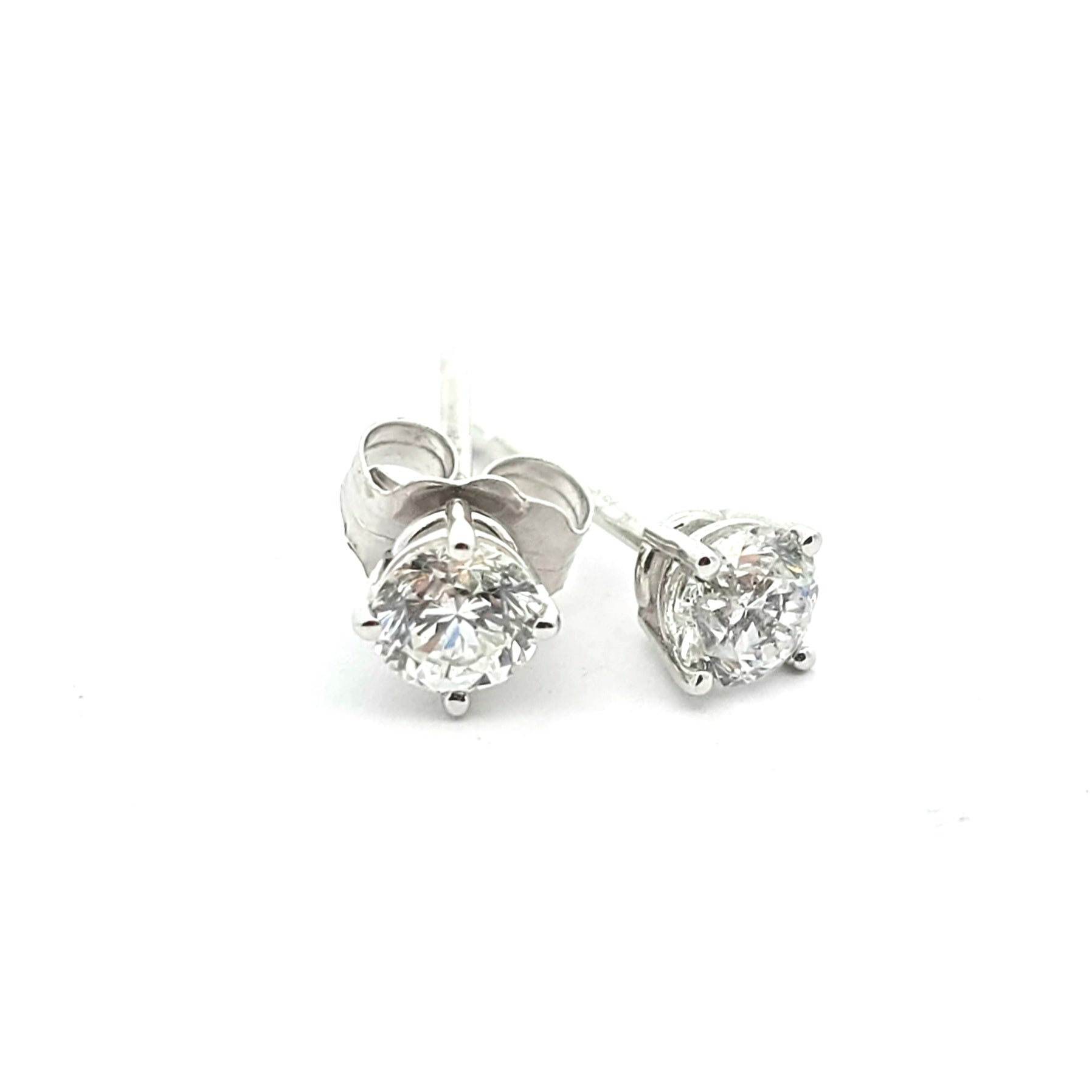 White Gold Stud Earrings With Diamond Stones