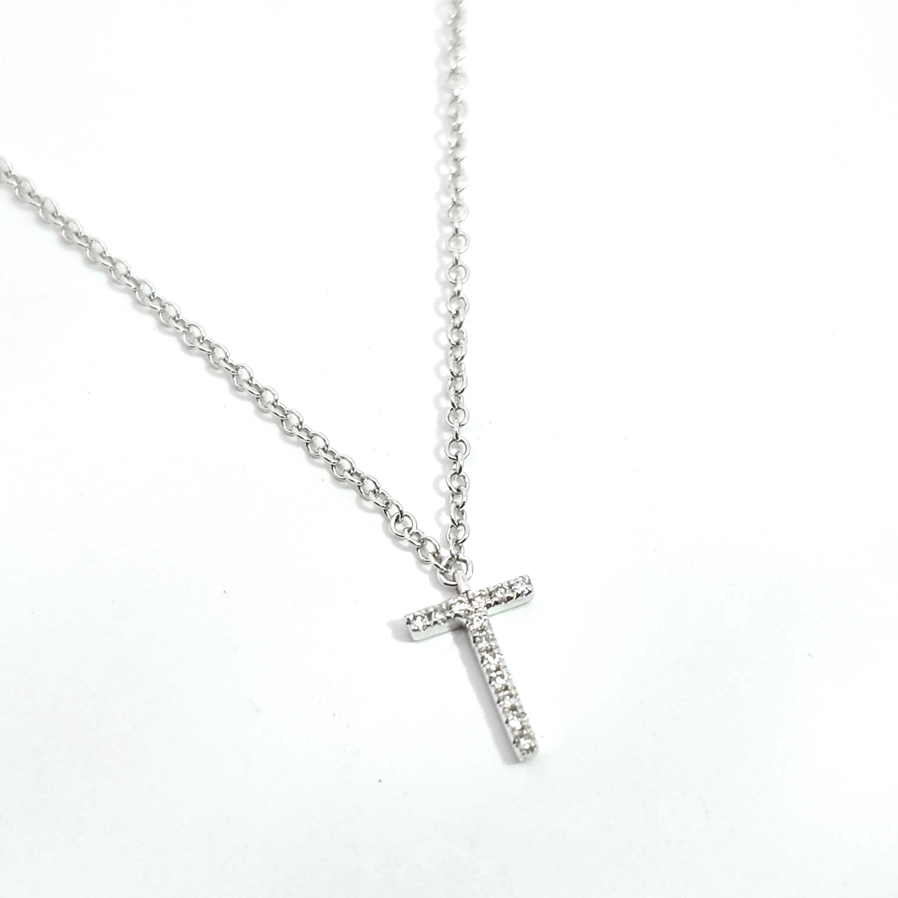 White Gold Pendant Initial Necklace With Diamond Stones