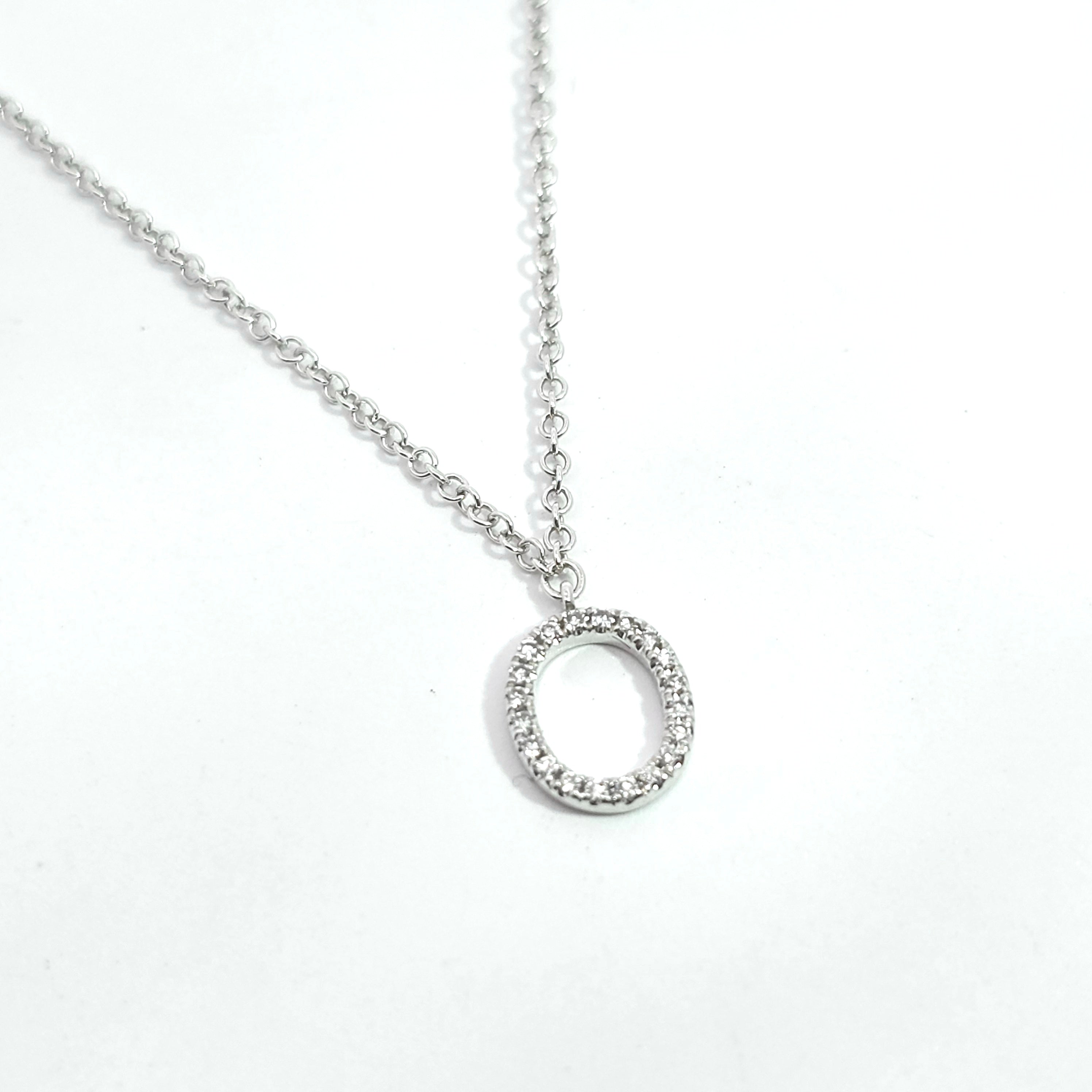 White Gold Pendant Initial Necklace With Diamond Stones