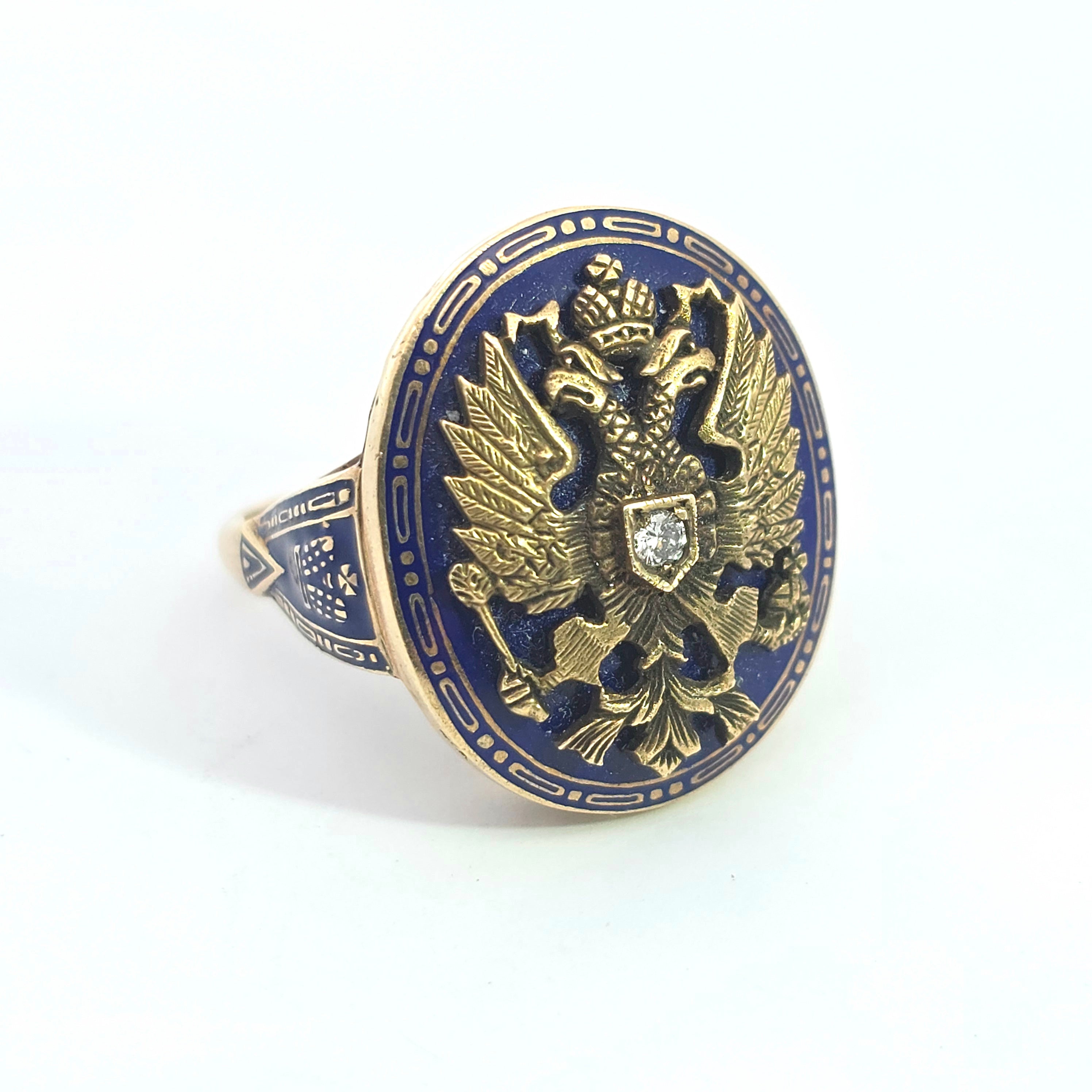 Yellow Gold  Ring With Enamel Stones