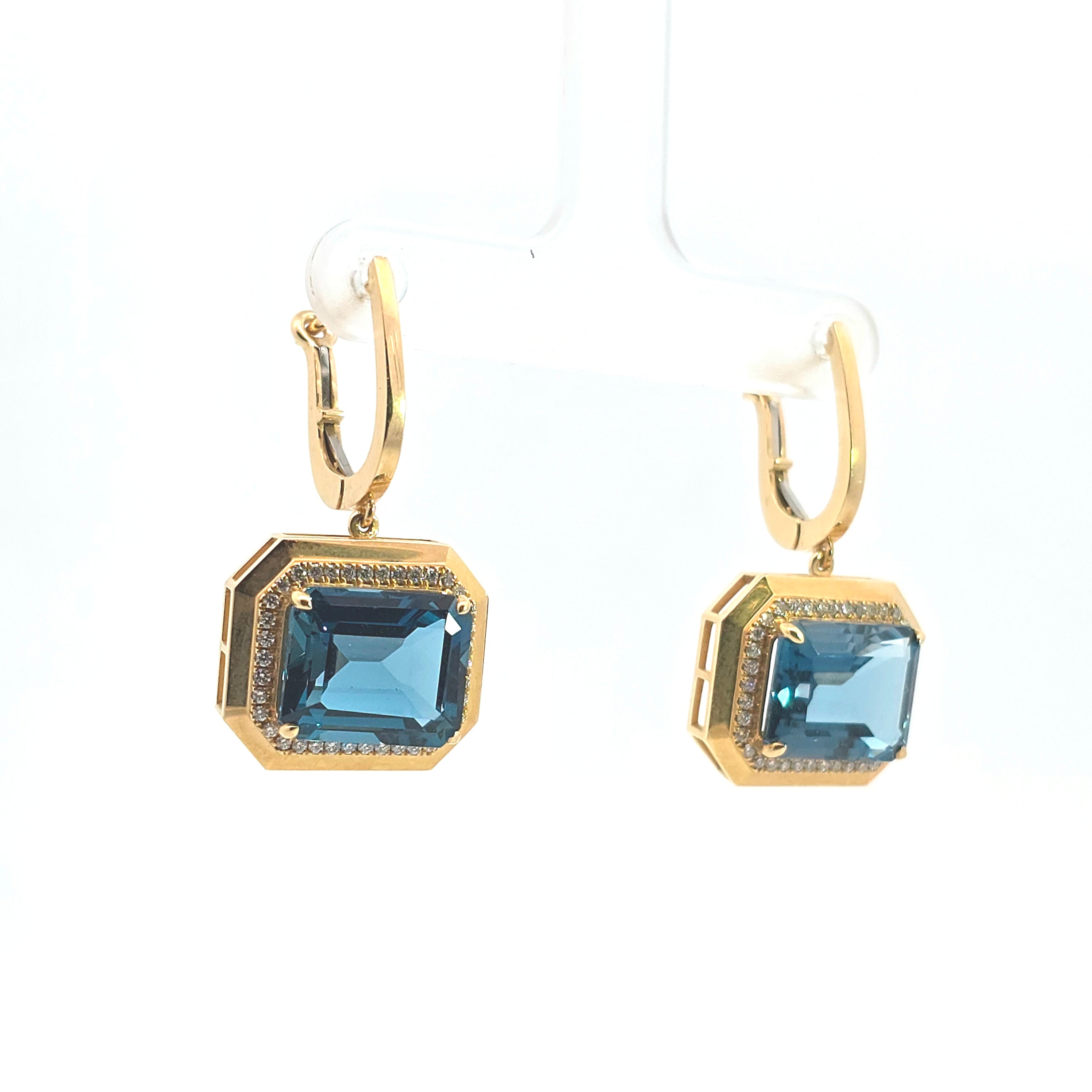 Yellow Gold  Ring With Topaz, Diamond Stones
