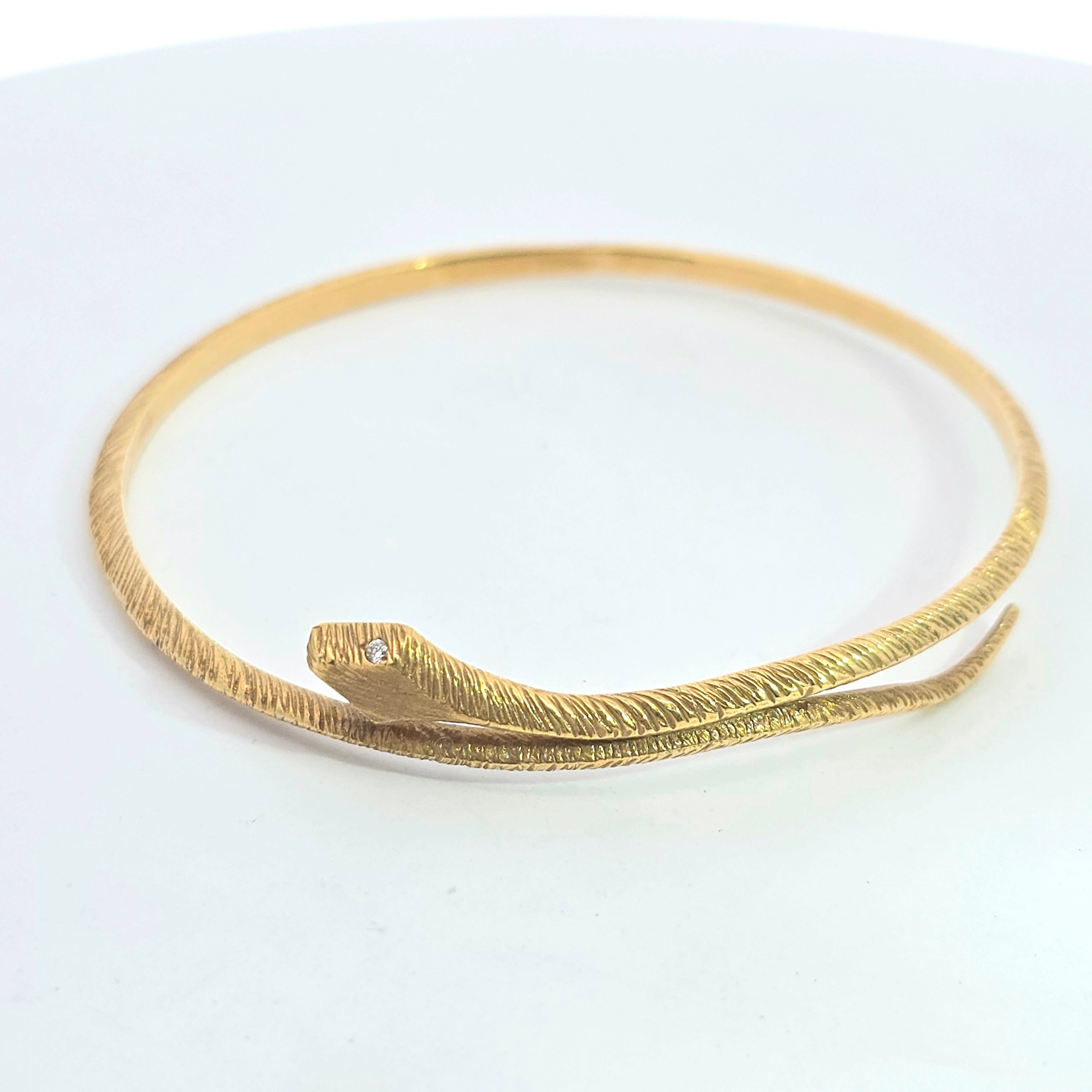 Yellow Gold Bangle Bracelet With Diamond Stones