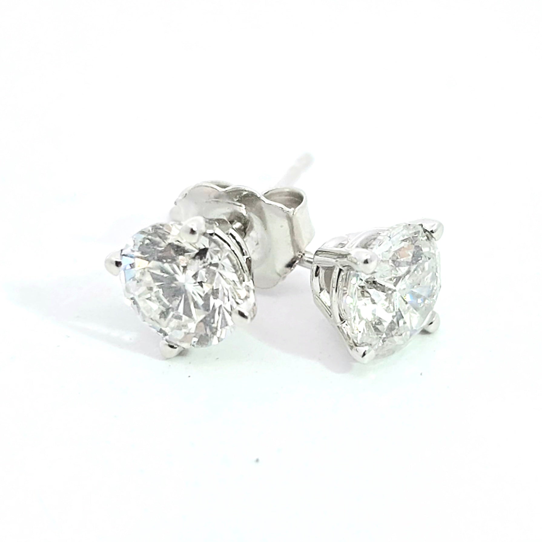 White Gold Stud Earrings With Diamond Stones