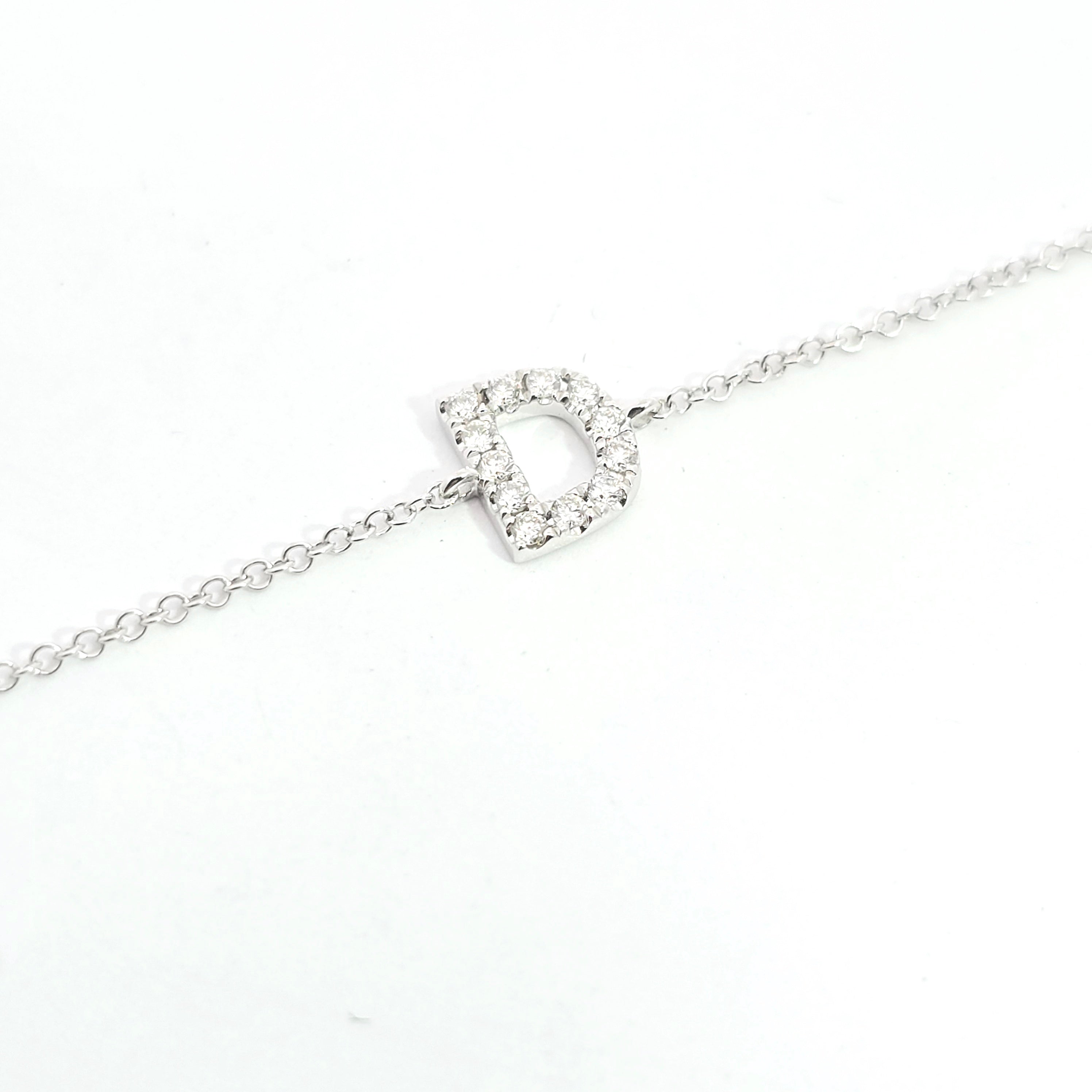 Yellow Gold Chain Initial Bracelet With Diamond Stones