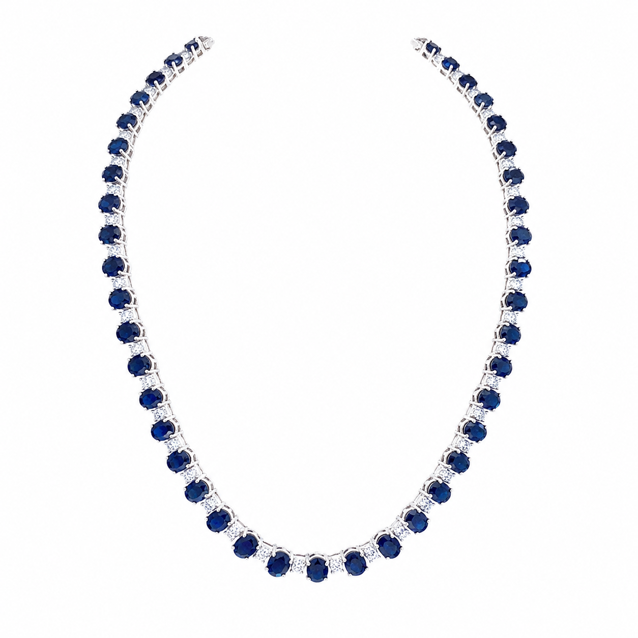 White Gold Sapphire and Diamond Necklace
