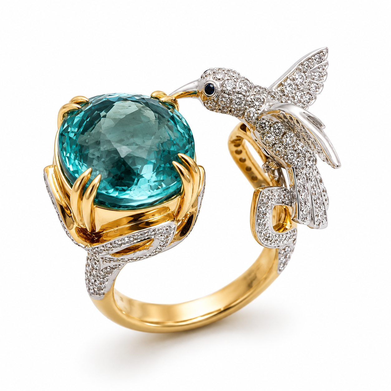 White Gold Aquamarine and Diamond Ring