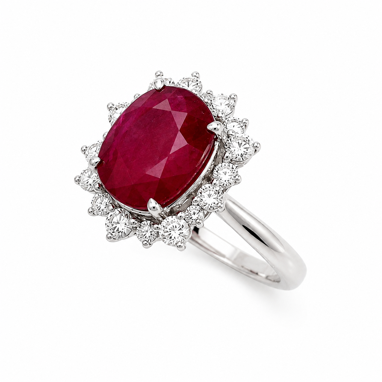 White Gold Ruby and Diamond Ring