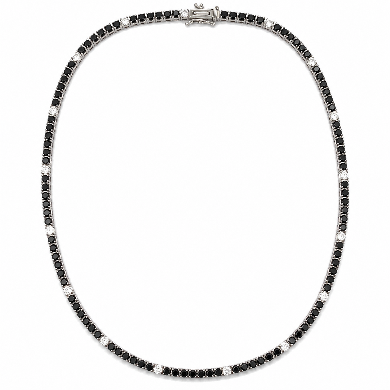 White Gold Black and White Diamond Necklace