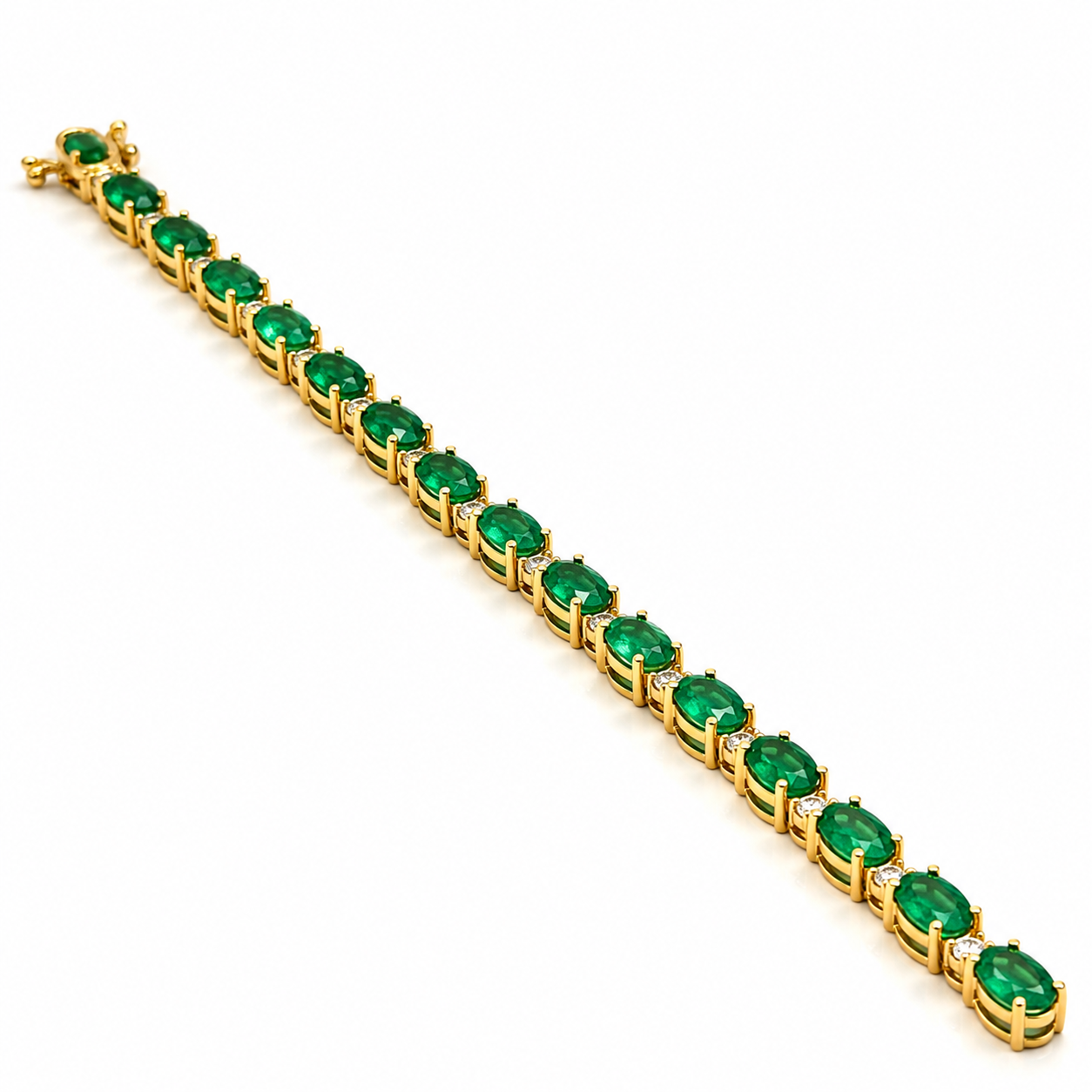 Yellow Gold Emerald and Diamond Bracelet