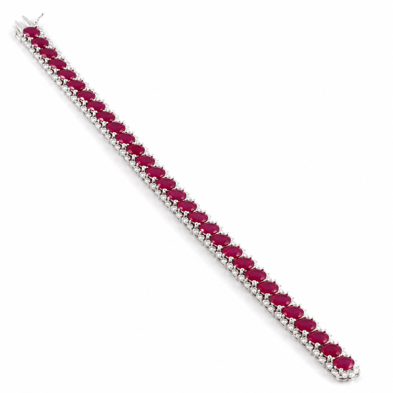 White Gold Ruby and Diamond Bracelet