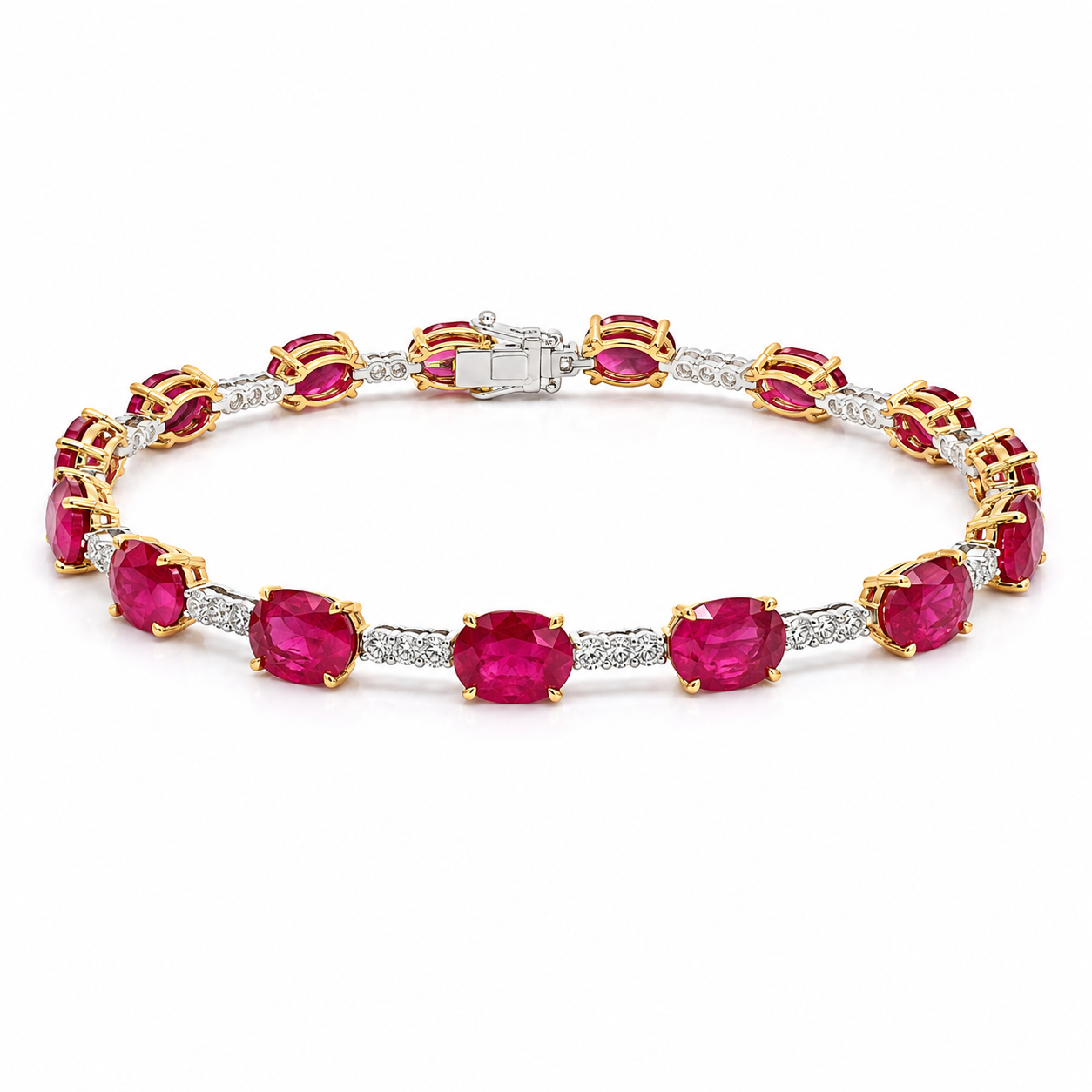 White Gold Ruby and Diamond Bracelet