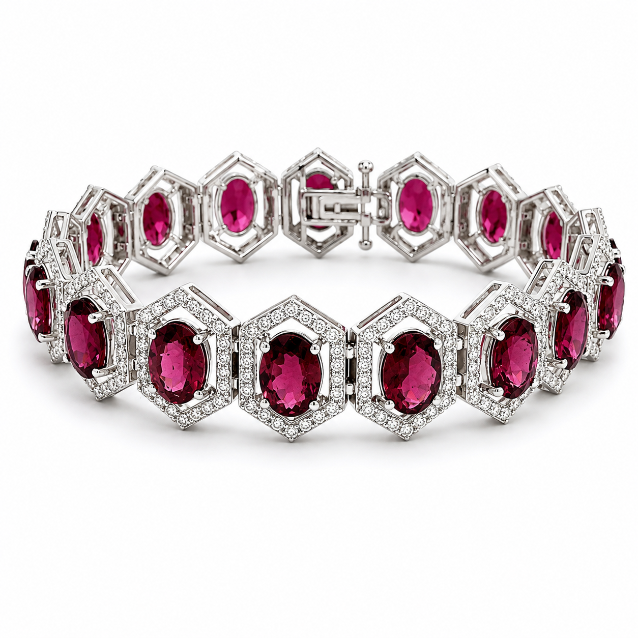 White Gold Tourmaline and Diamond Bracelet