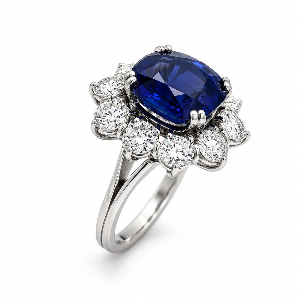 White Gold Sapphire and Diamond Ring