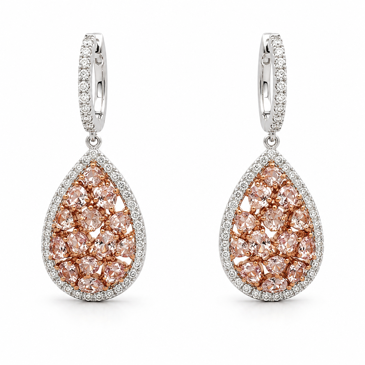 White Gold Pink Diamond Earrings