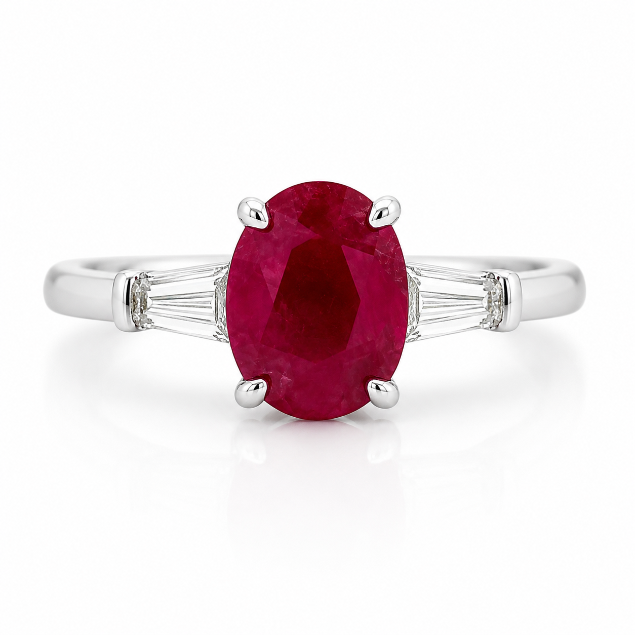 White Gold Ruby and Diamond Ring