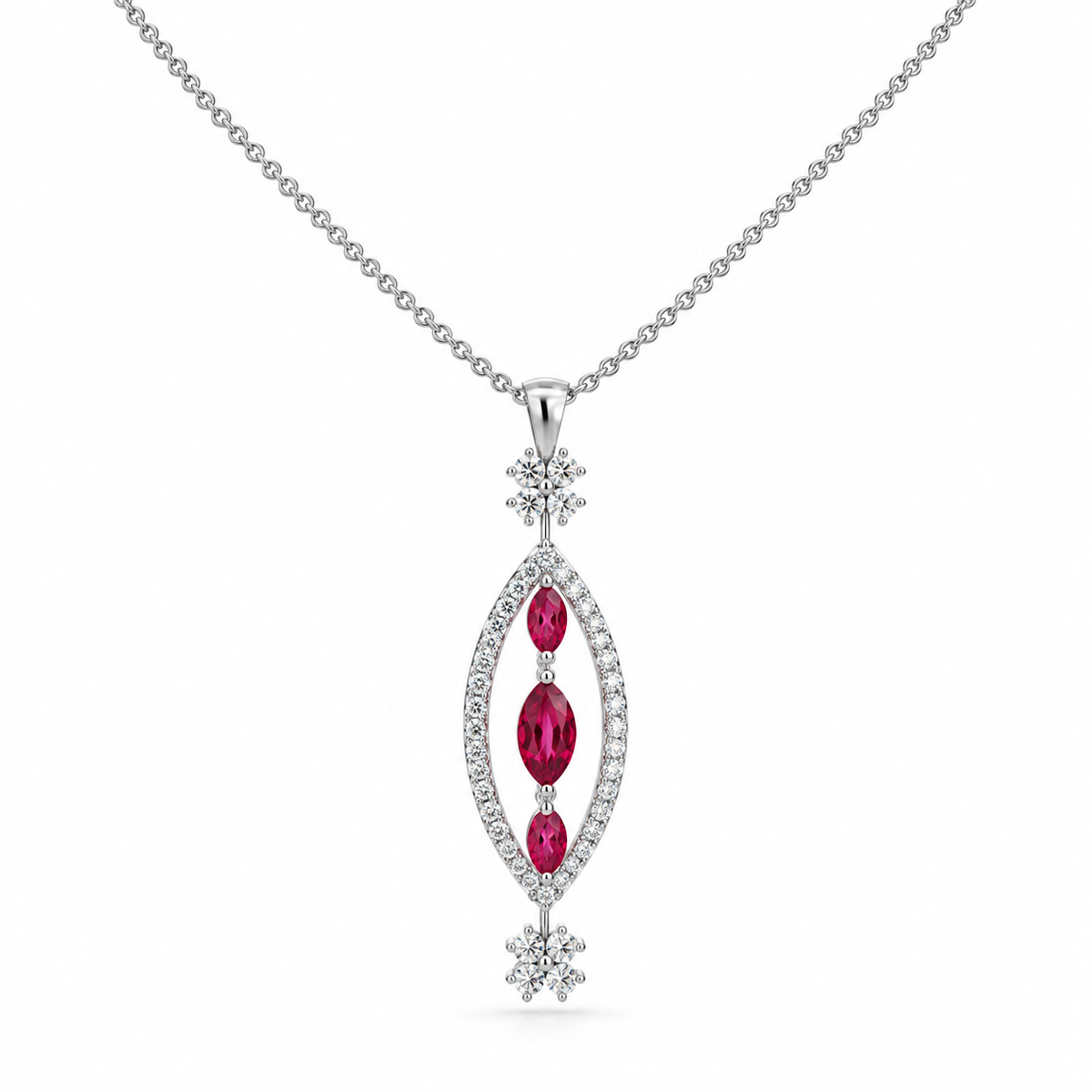 White Gold Ruby and Diamond Pendant