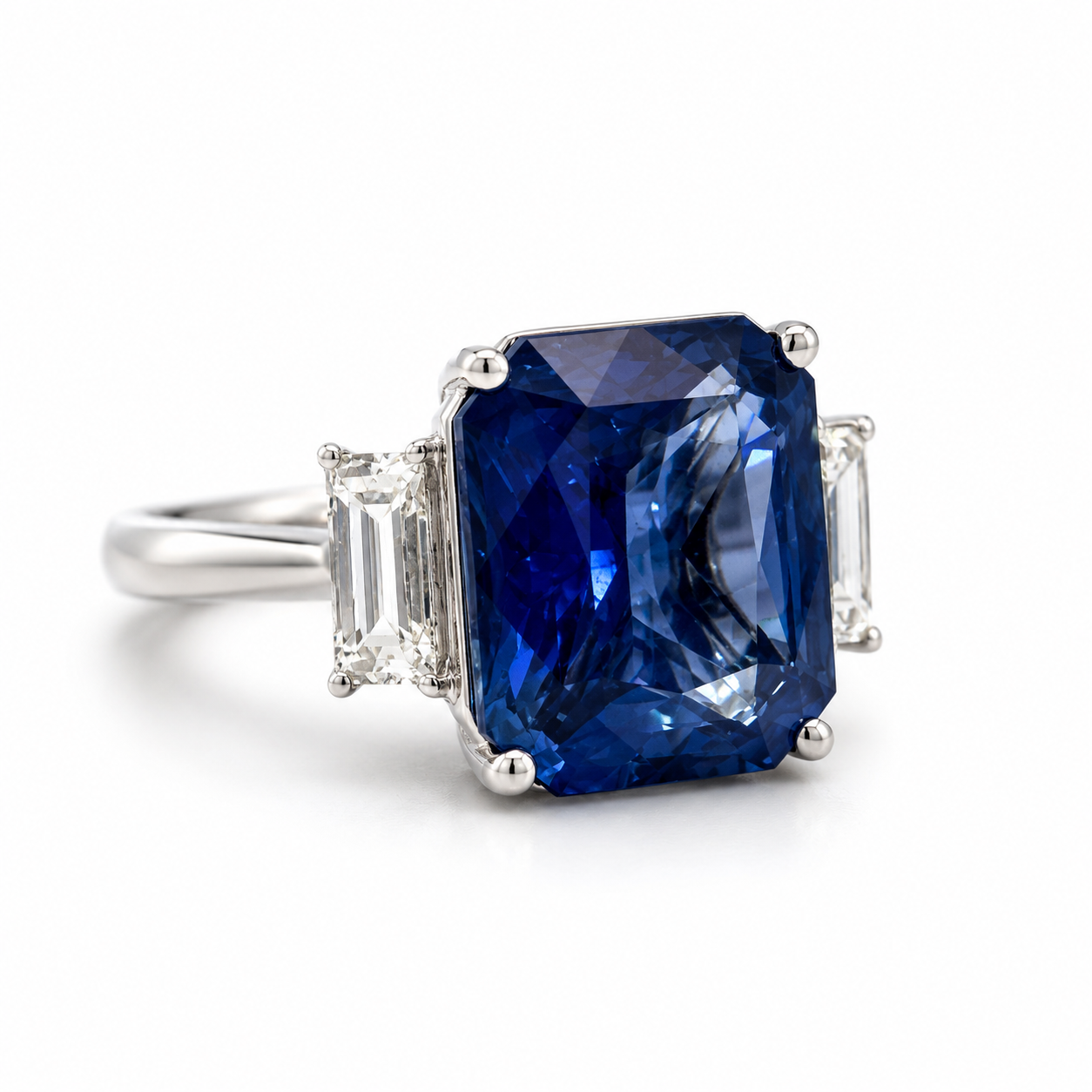 White Gold Sapphire and Diamond Ring