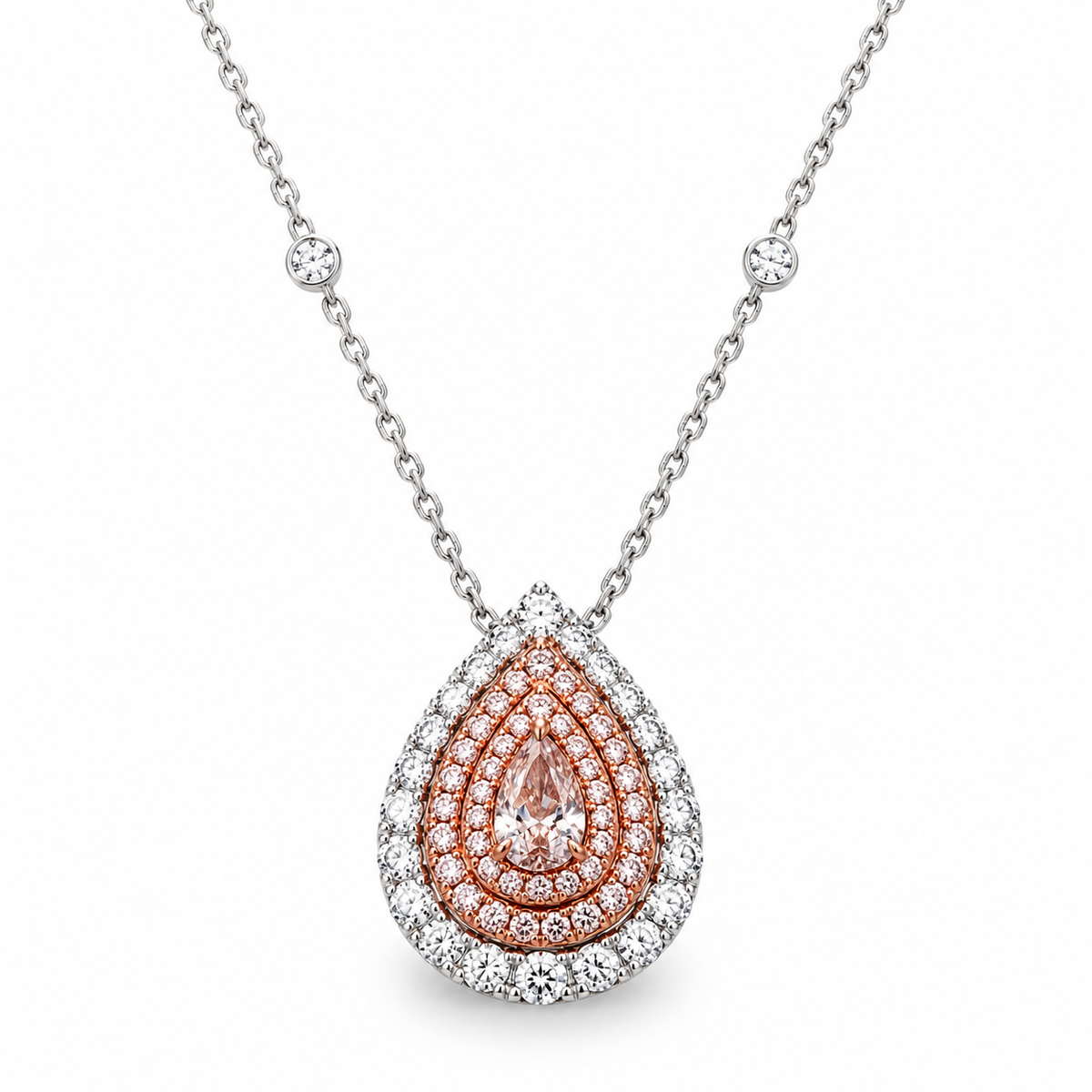 White Gold Pink Diamond Pendant