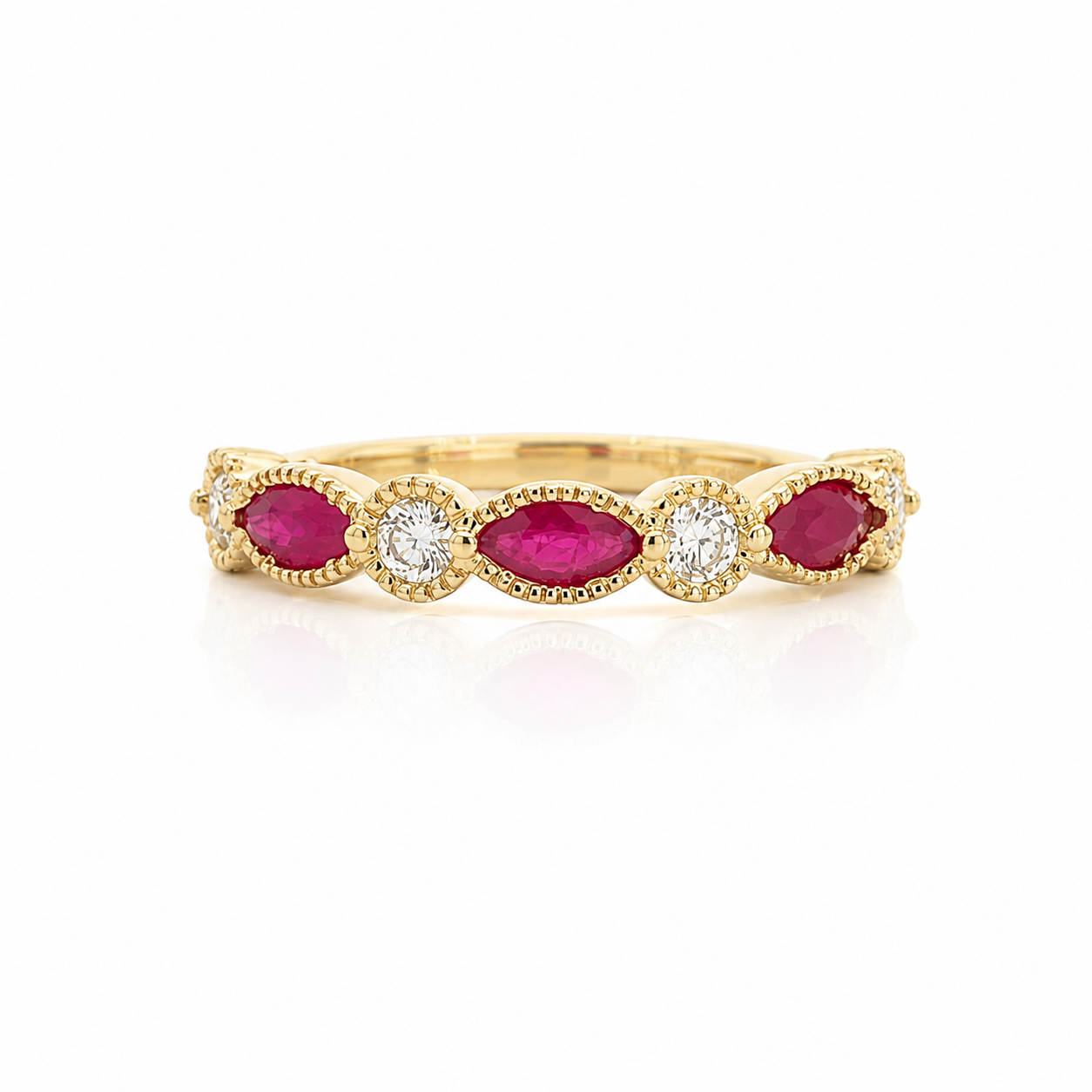 Yellow Gold Diamond and Ruby Ring