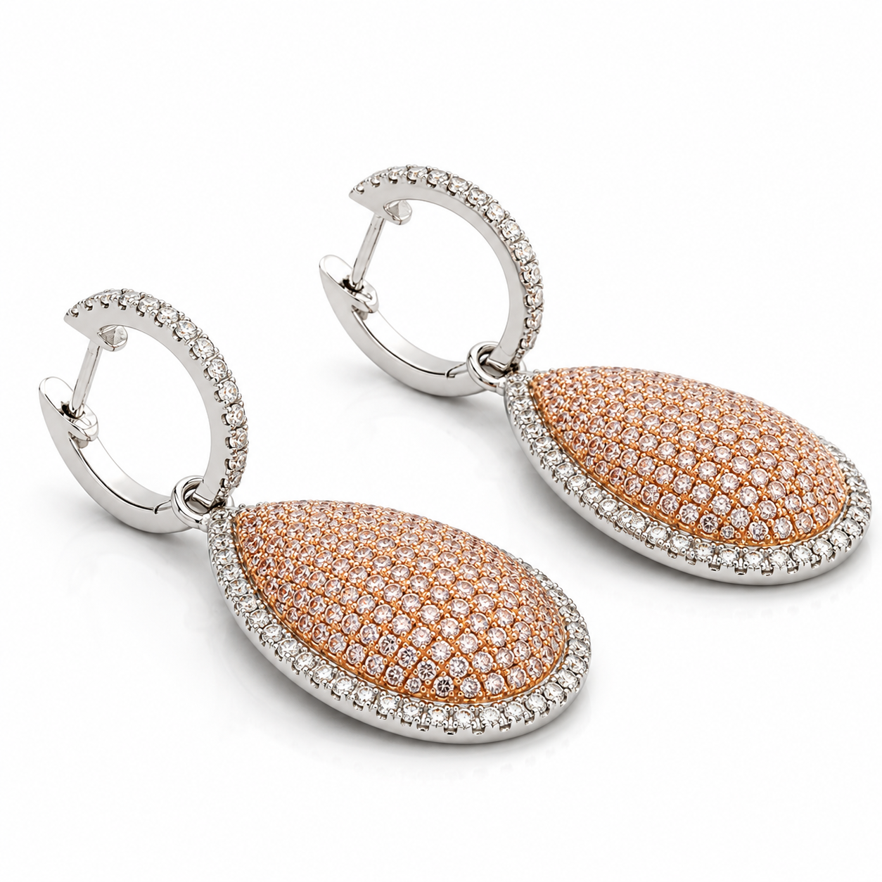 White Gold Pink Diamond Earrings