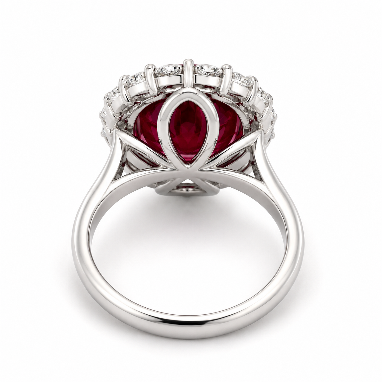 White Gold Rubellite and Diamond Ring