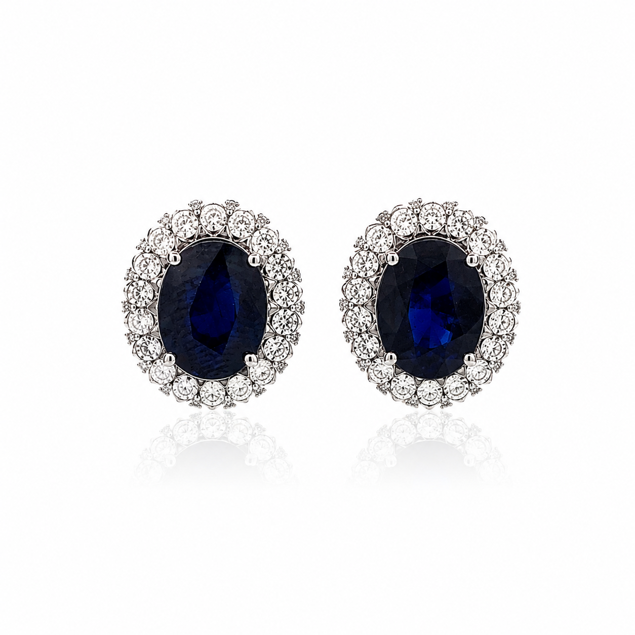 White Gold Sapphire and Diamond Earrings
