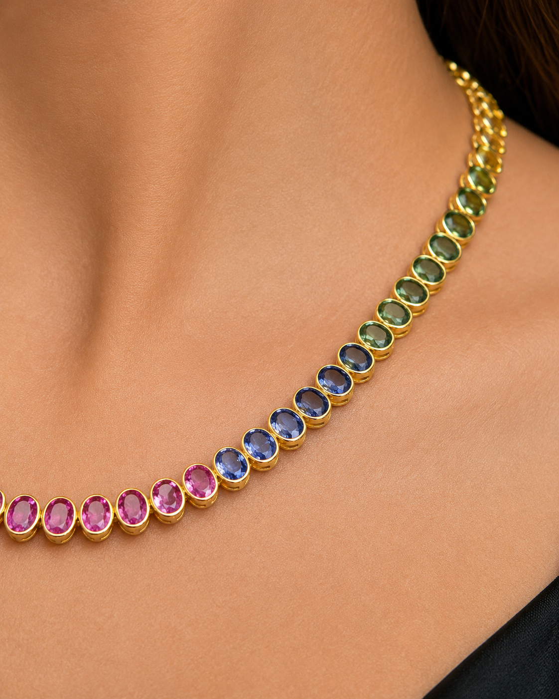Yellow Gold Sapphire Necklace