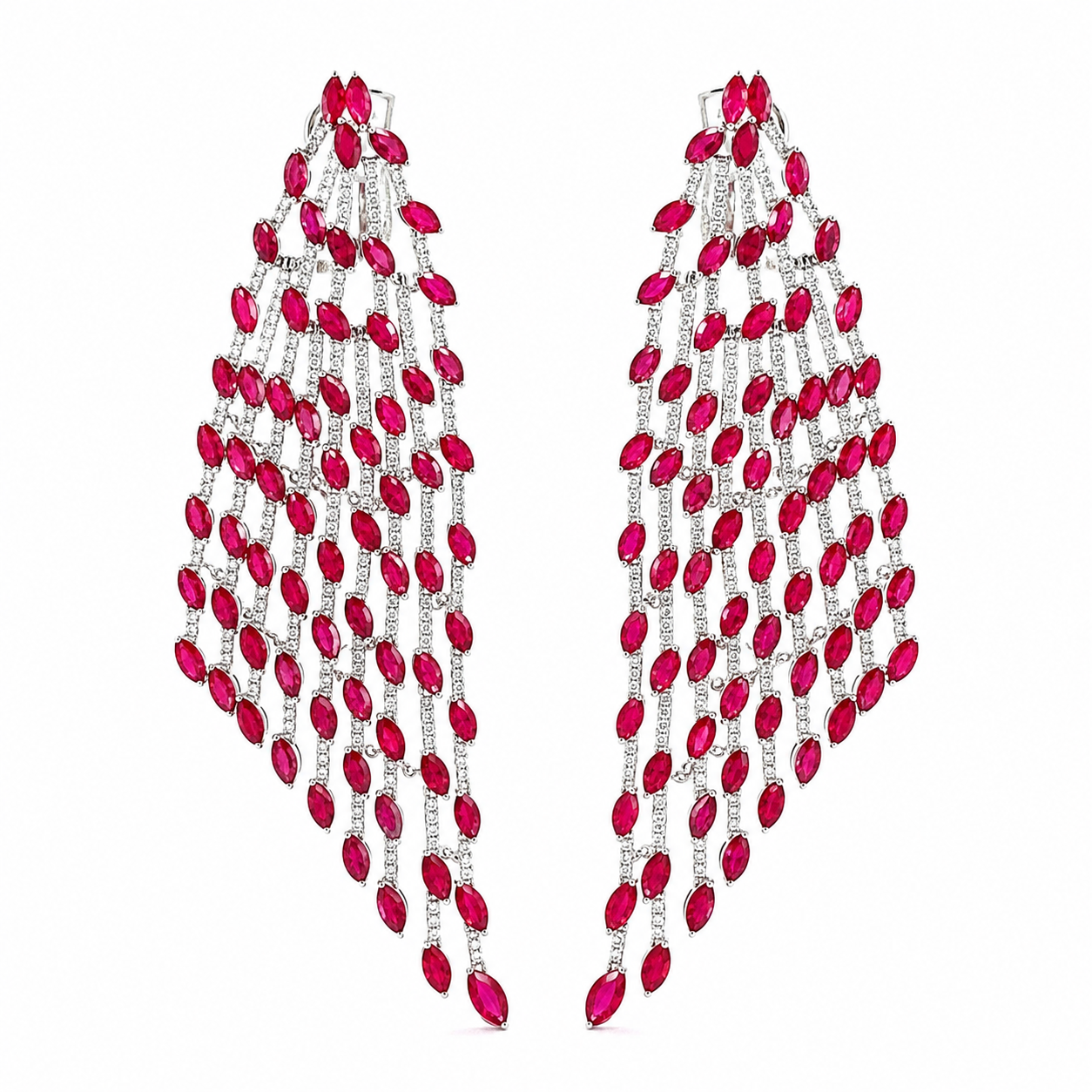 White Gold Ruby Earrings