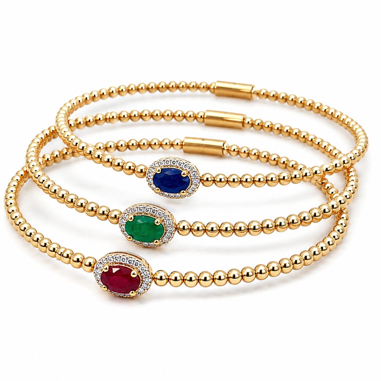 Yellow Gold Diamond and Emerald Bracelet
